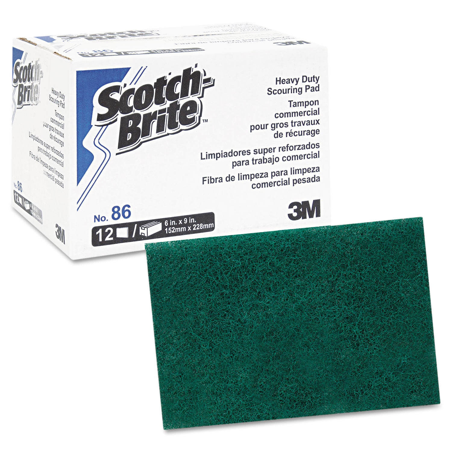 Scotch-Brite™ PROFESSIONAL Heavy Duty Scouring Pad 86, 6 x 9, Green, 12/Pack, 3 Packs/Carton