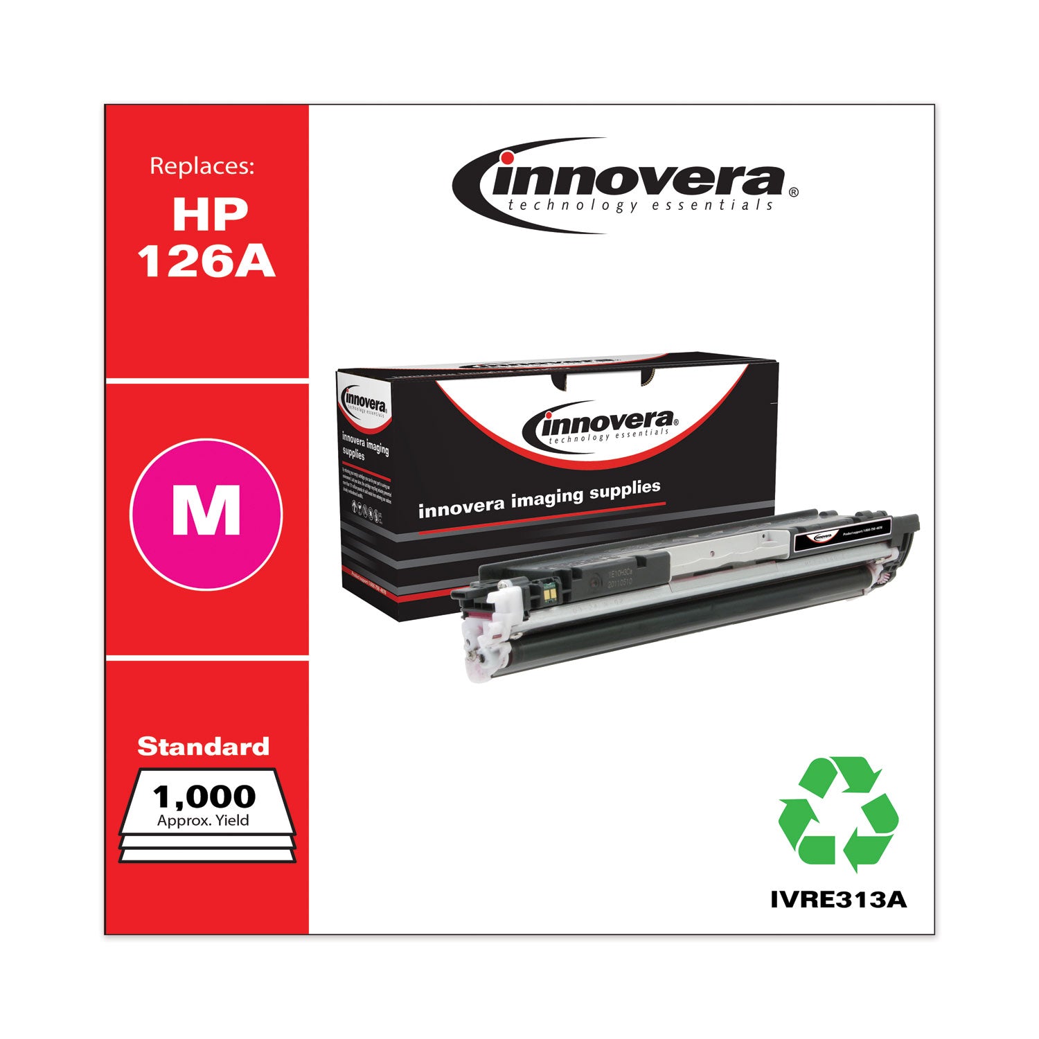 Innovera® Remanufactured Magenta Toner, Replacement for 126A (CE313A), 1,000 Page-Yield