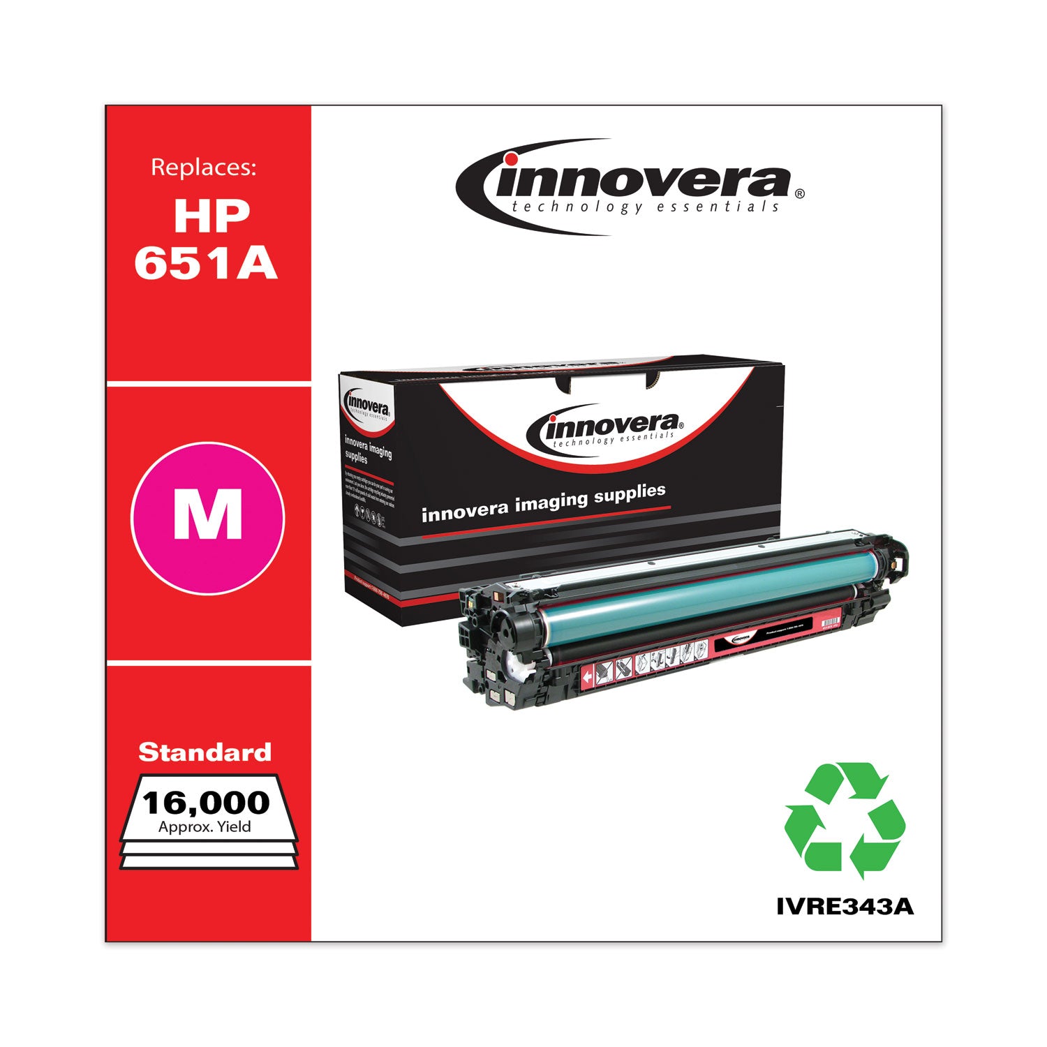 Innovera® Remanufactured Magenta Toner, Replacement for 651A (CE343A), 13,500 Page-Yield