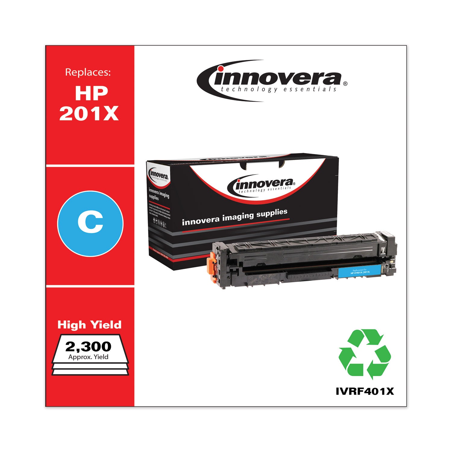 Innovera® Remanufactured Cyan High-Yield Toner, Replacement for 201X (CF401X), 2,300 Page-Yield