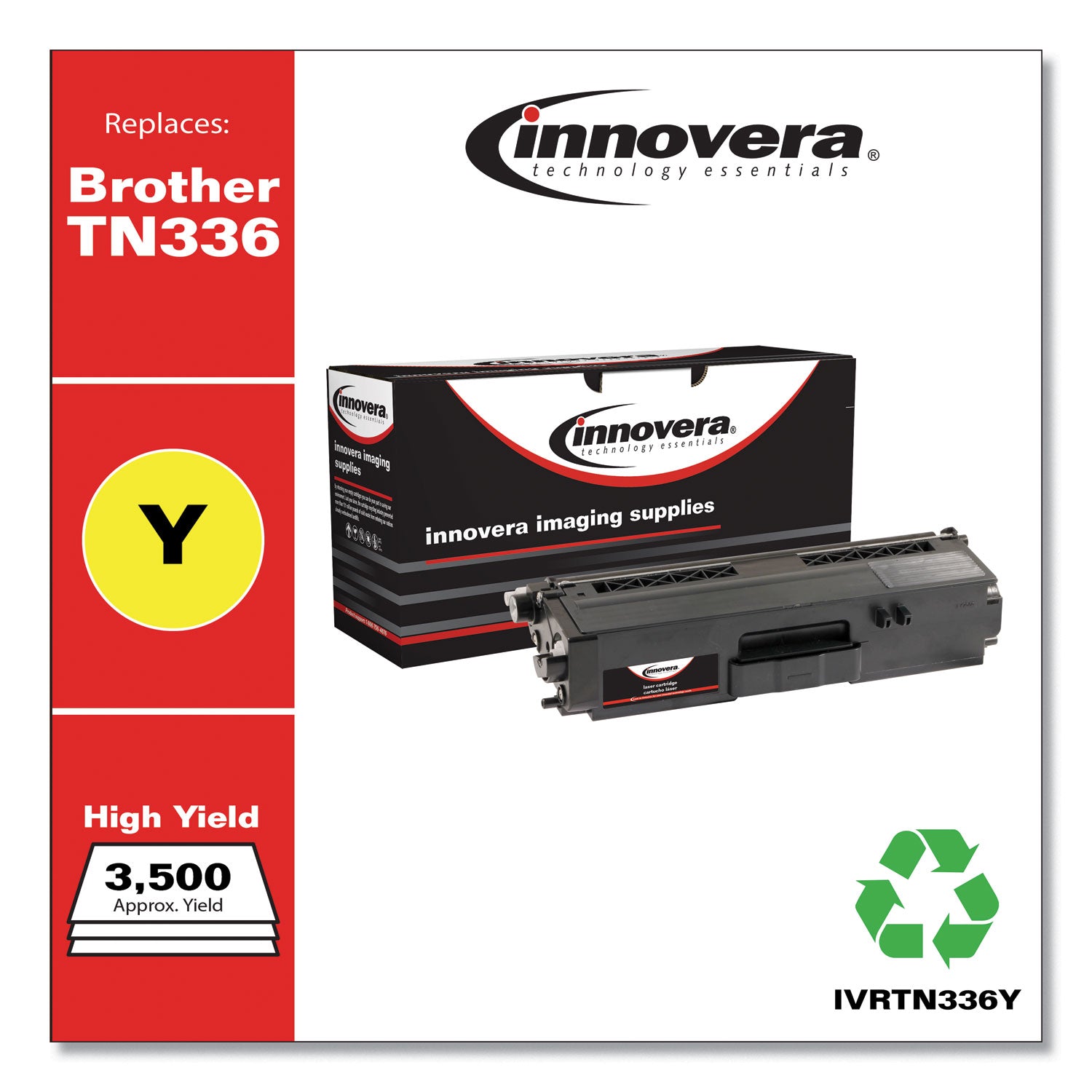 Innovera® Remanufactured Yellow High-Yield Toner, Replacement for TN336Y, 3,500 Page-Yield