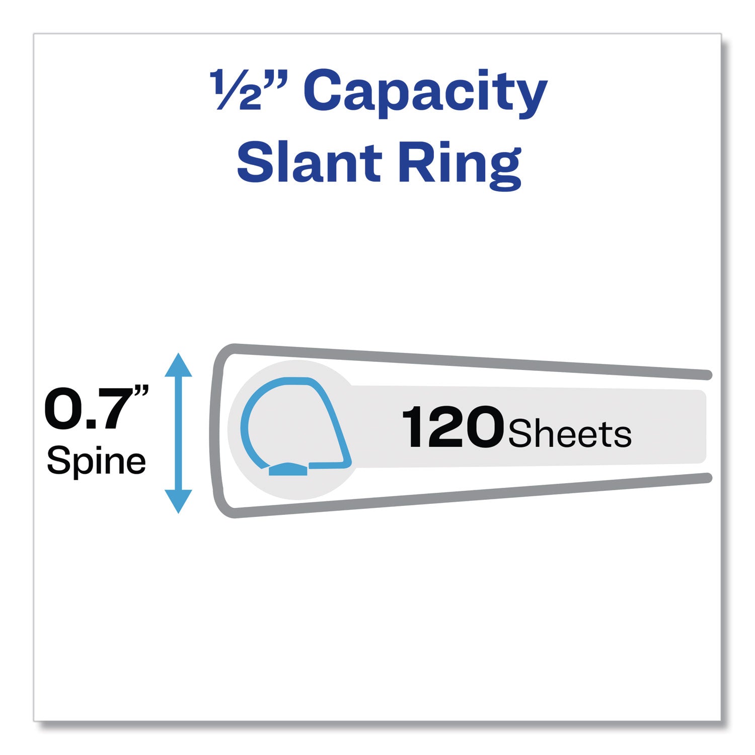 Avery® Heavy-Duty View Binder with DuraHinge and One Touch Slant Rings, 3 Rings, 0.5" Capacity, 11 x 8.5, White