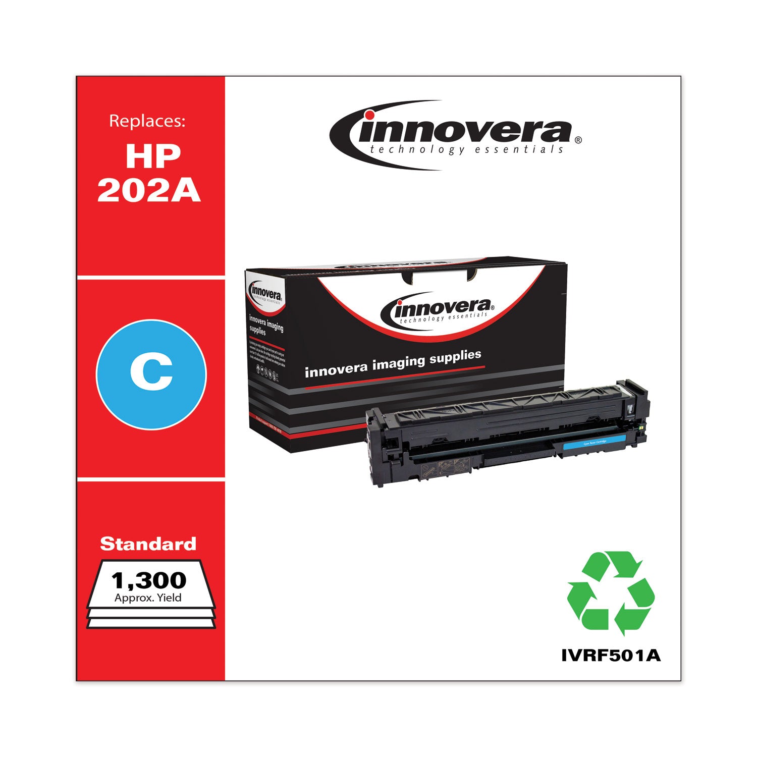 Innovera® Remanufactured Cyan Toner, Replacement for 202A (CF501A), 1,300 Page-Yield