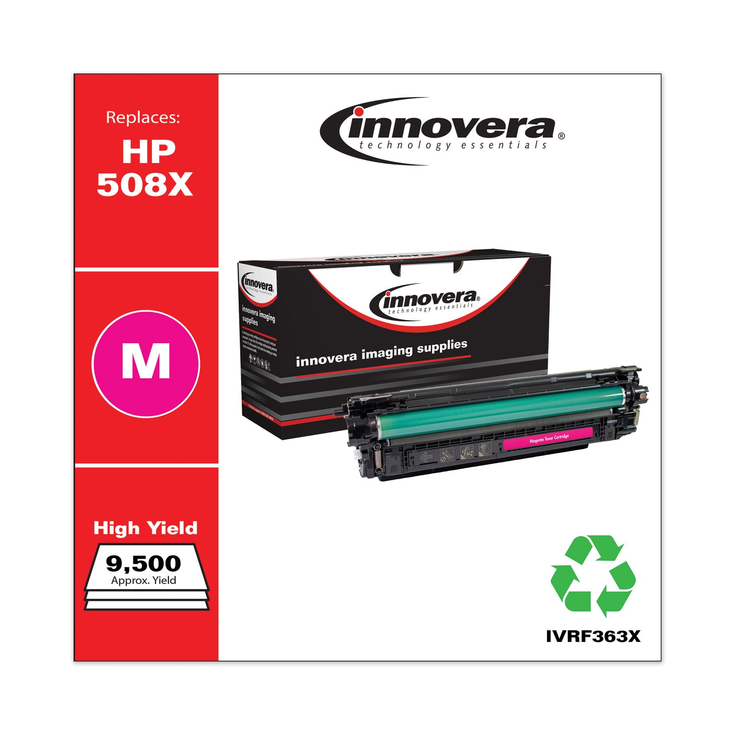 Innovera® Remanufactured Magenta High-Yield Toner, Replacement for 508X (CF363X), 9,500 Page-Yield