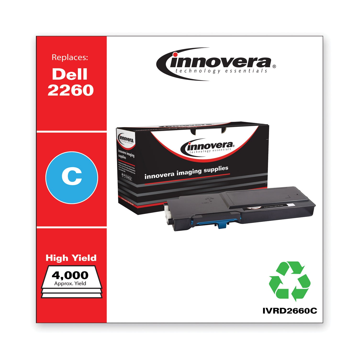 Innovera® Remanufactured Cyan High-Yield Toner, Replacement for 593-BBBT, 4,000 Page-Yield