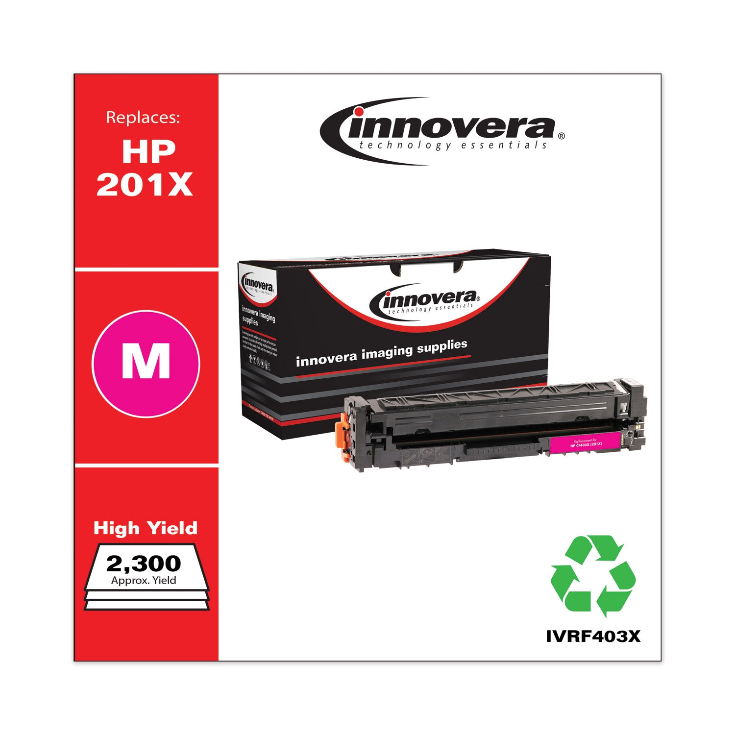 Innovera® Remanufactured Magenta High-Yield Toner, Replacement for 201X (CF403X), 2,300 Page-Yield