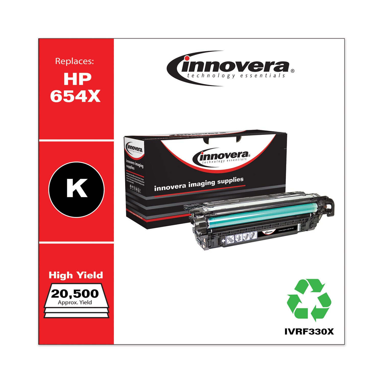 Innovera® Remanufactured Black High-Yield Toner, Replacement for 654X (CF330X), 20,500 Page-Yield