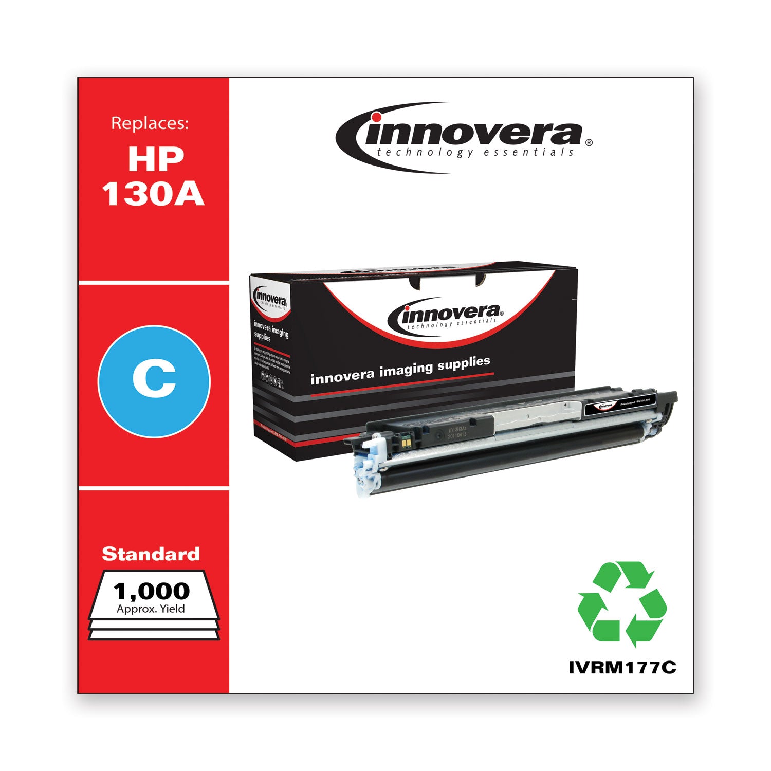 Innovera® Remanufactured Cyan Toner, Replacement for 130A (CF351A), 1,000 Page-Yield