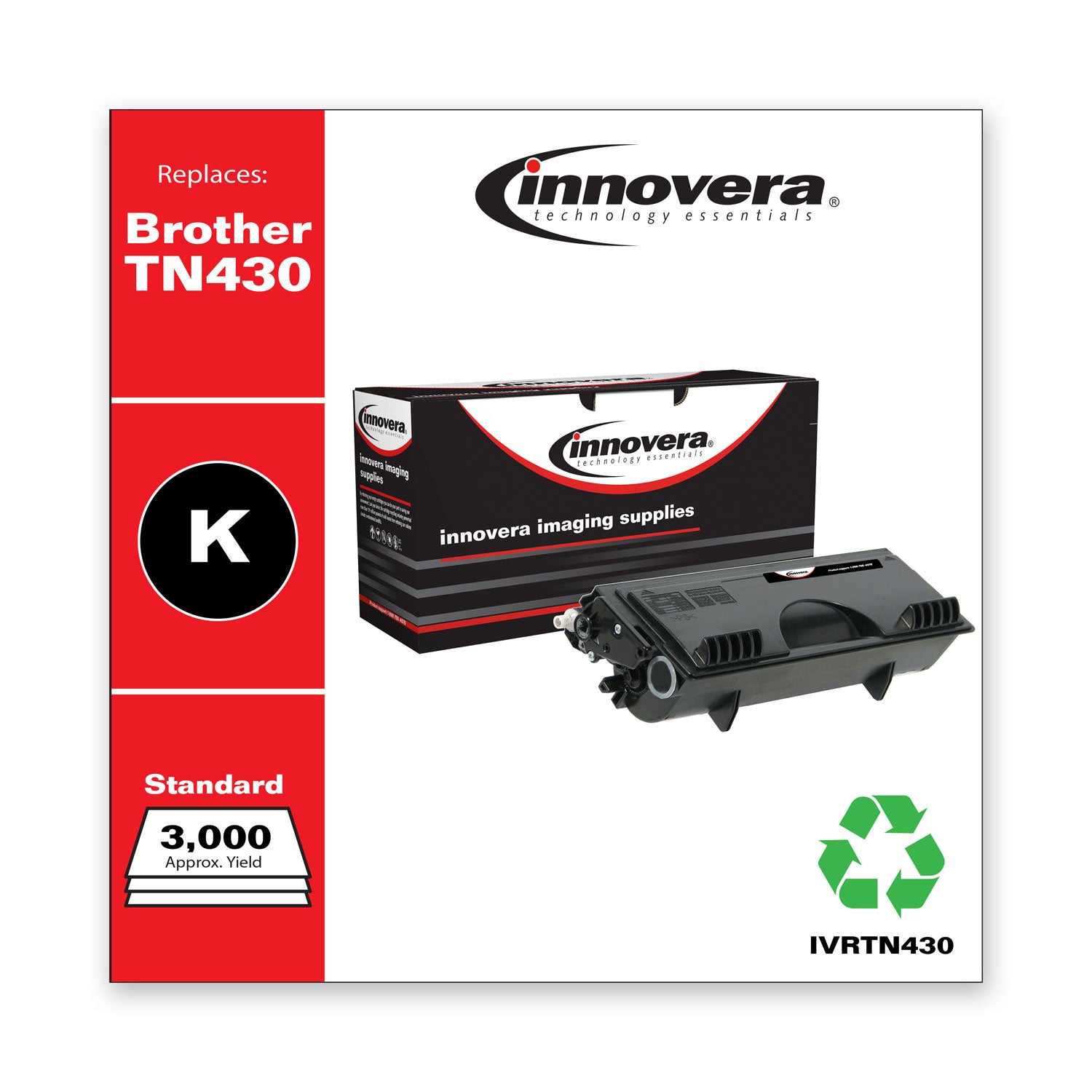 Innovera® Remanufactured Black Toner, Replacement for TN430, 3,000 Page-Yield