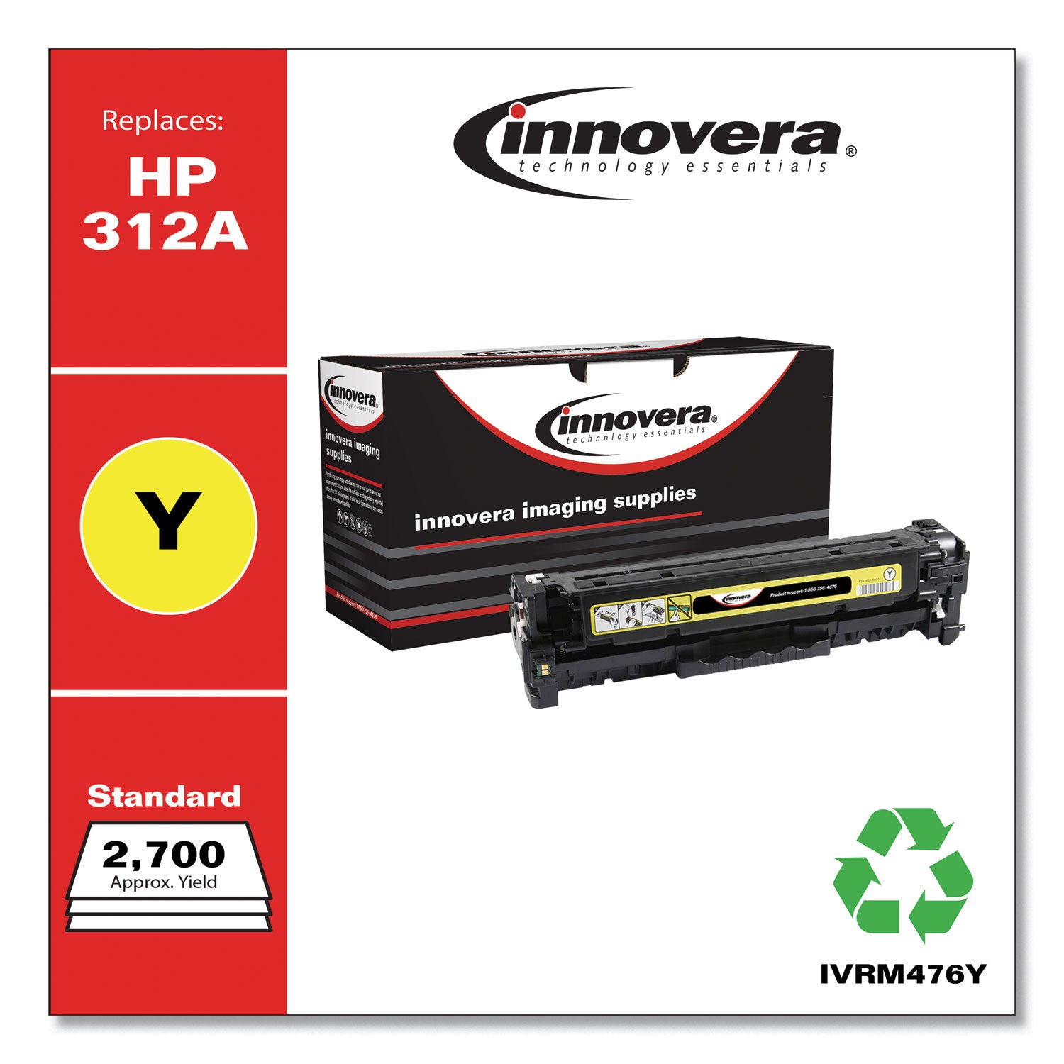 Innovera® Remanufactured Yellow Toner, Replacement for 312A (CF382A), 2,700 Page-Yield