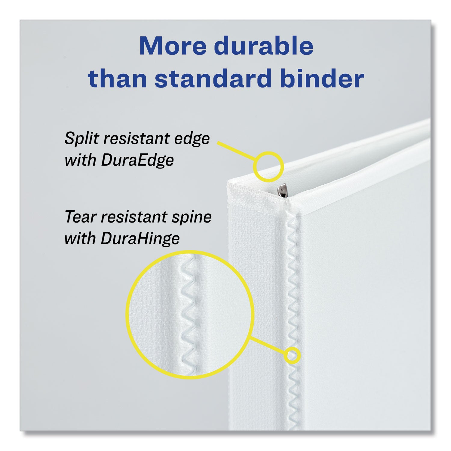 Avery® Heavy-Duty View Binder with DuraHinge and One Touch Slant Rings, 3 Rings, 0.5" Capacity, 11 x 8.5, White