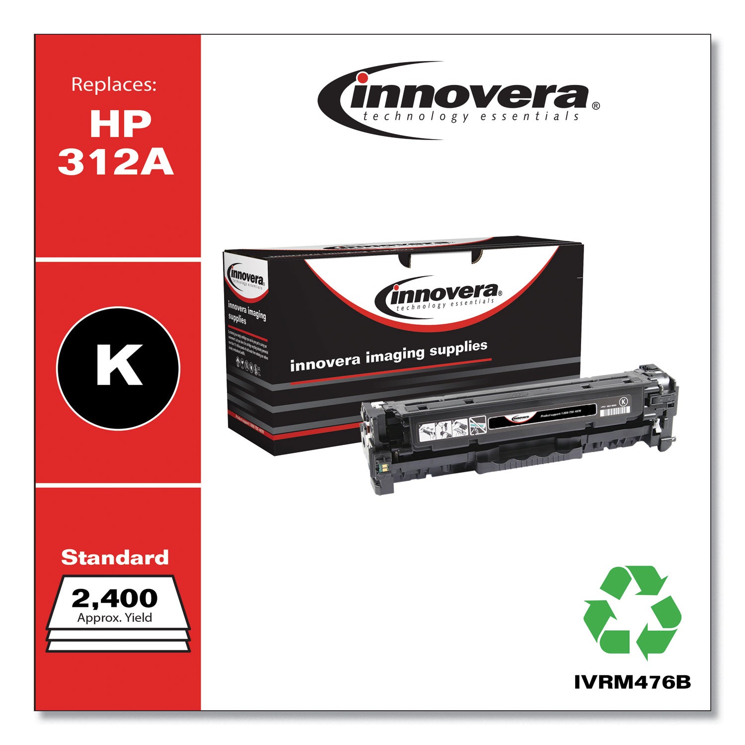 Innovera® Remanufactured Black Toner, Replacement for 312A (CF380A), 2,400 Page-Yield