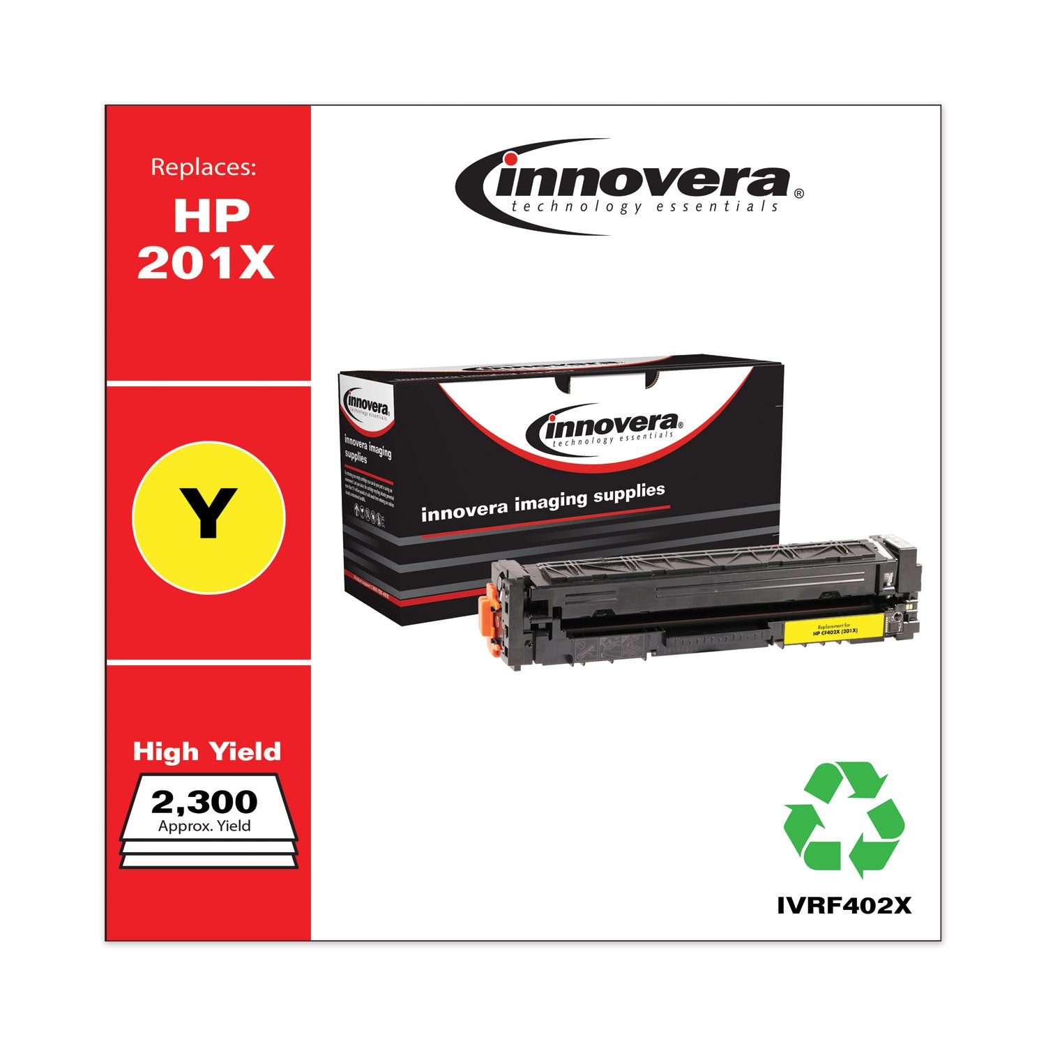 Innovera® Remanufactured Yellow High-Yield Toner, Replacement for 201X (CF402X), 2,300 Page-Yield