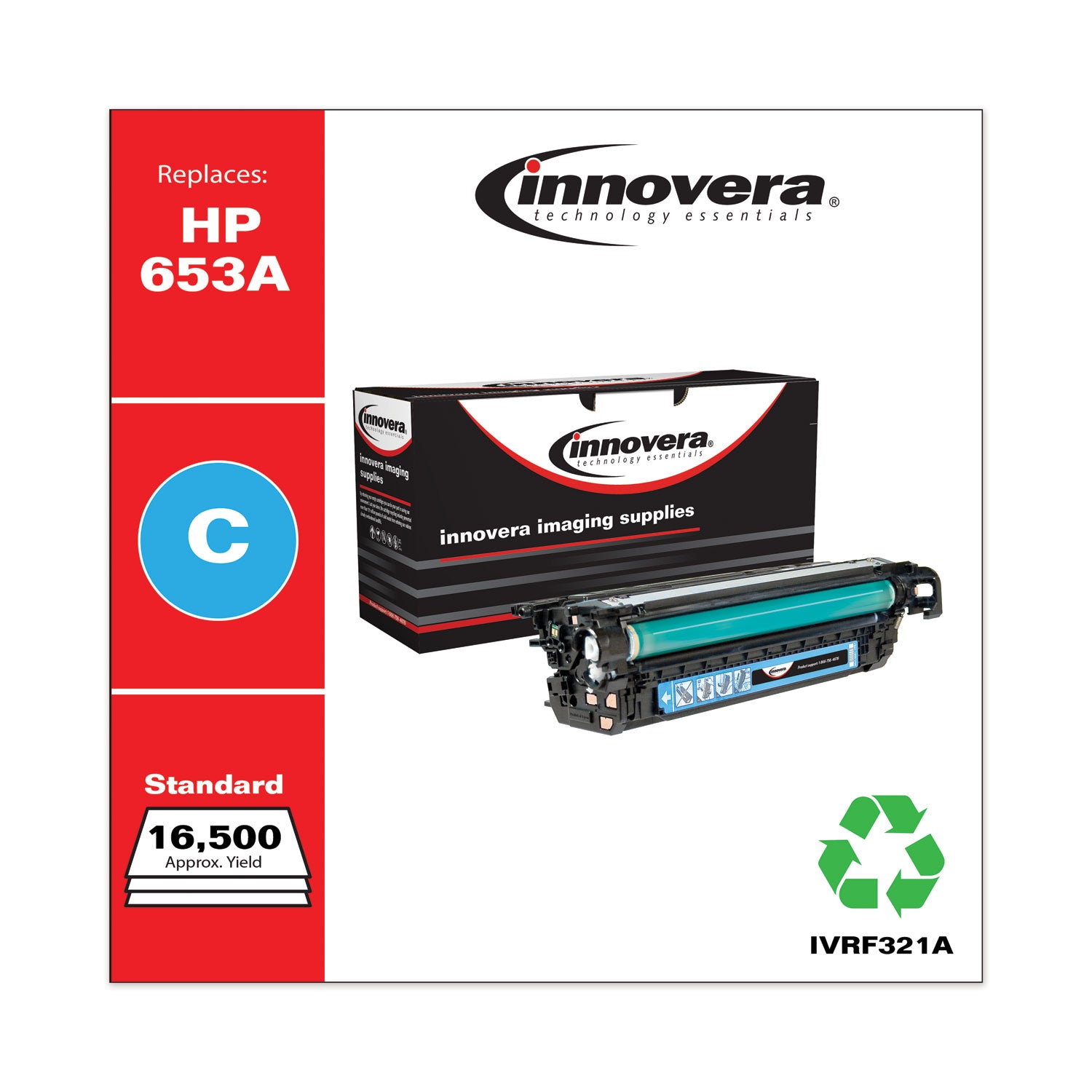 Innovera® Remanufactured Cyan Toner, Replacement for 653A (CF321A), 16,500 Page-Yield