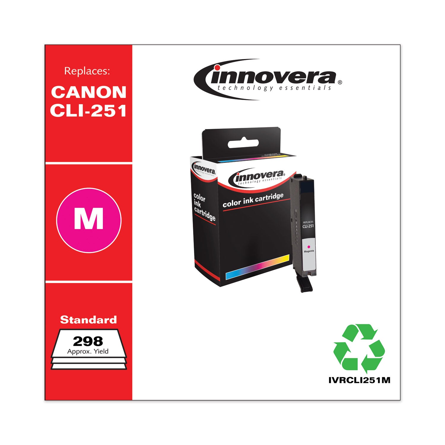 Innovera® Remanufactured Magenta Ink, Replacement for CLI-251 (6515B001), 298 Page-Yield