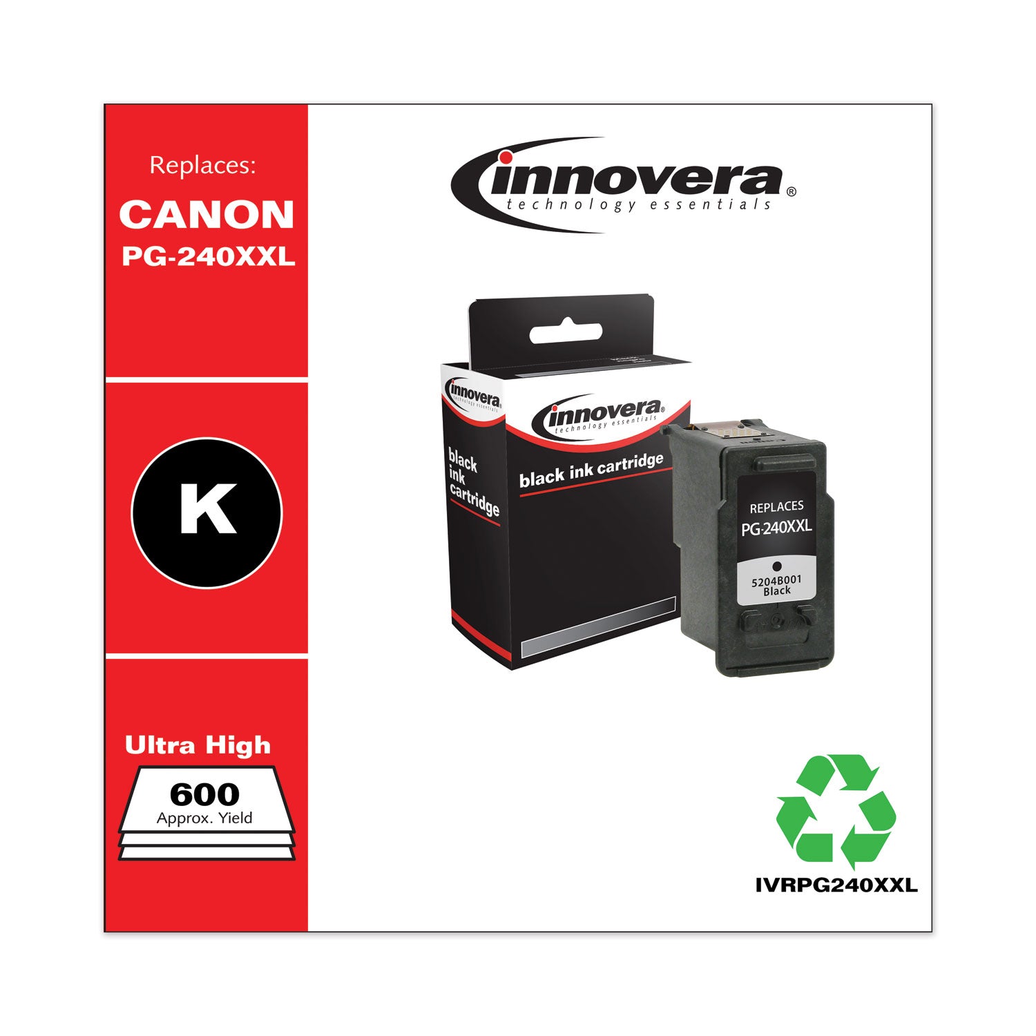 Innovera® Remanufactured Black Extra High-Yield Ink, Replacement for PG-240XXL (5204B001), 600 Page-Yield