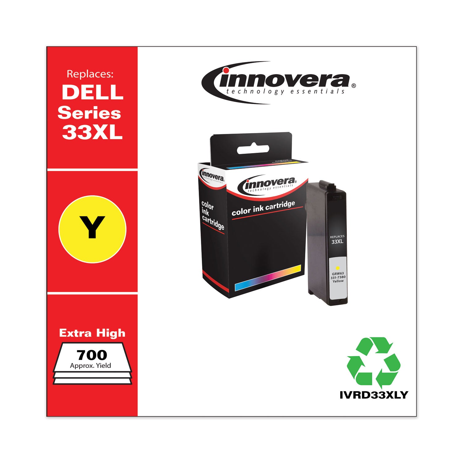 Innovera® Remanufactured Yellow Ink, Replacement for 33XL (GRW63331-7380), 700 Page-Yield