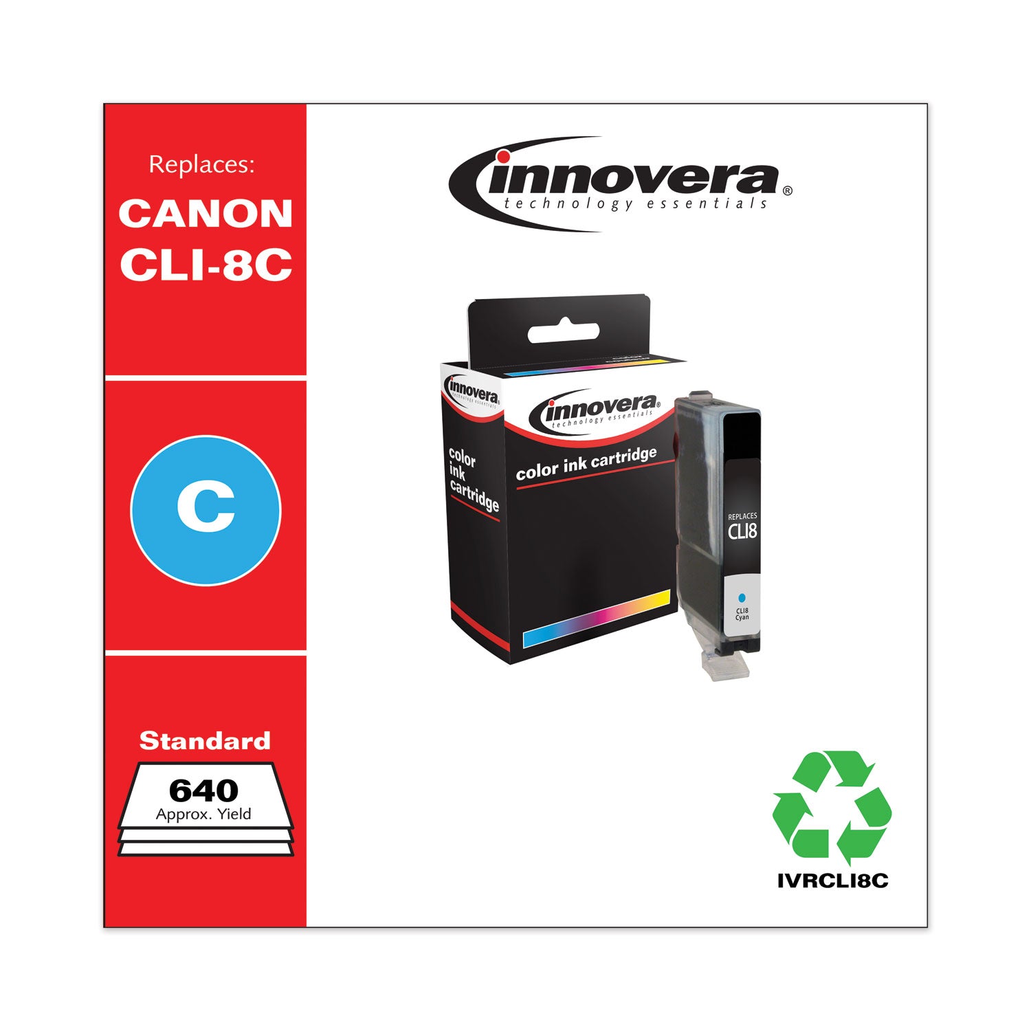 Innovera® Remanufactured Cyan Ink, Replacement for CLI8C (0621B002), 640 Page-Yield