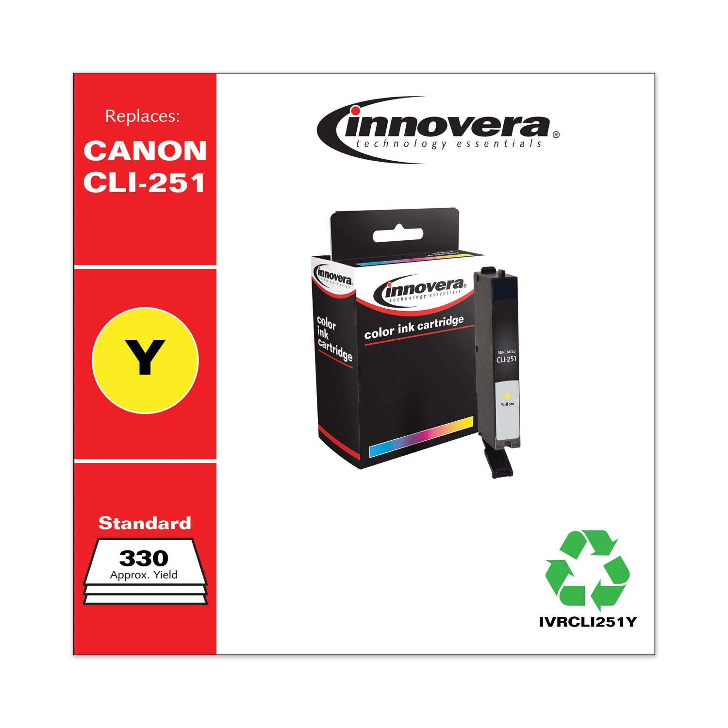 Innovera® Remanufactured Yellow Ink, Replacement for CLI-251 (6516B001), 330 Page-Yield