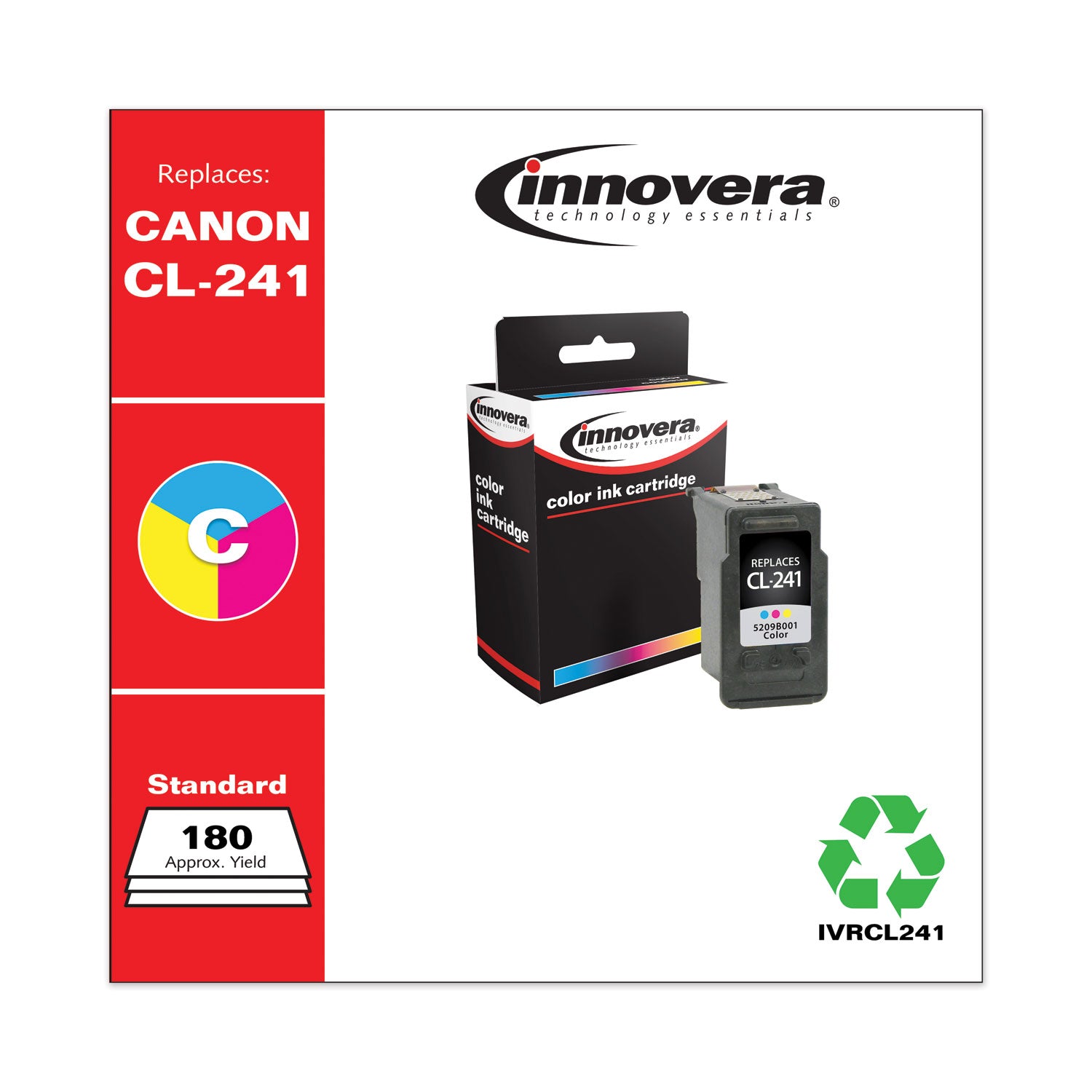 Innovera® Remanufactured Tri-Color Ink, Replacement for CL-241 (5209B001), 180 Page-Yield