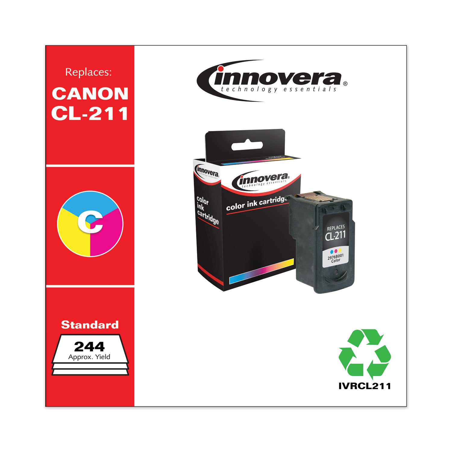 Innovera® Remanufactured Tri-Color Ink, Replacement for CL-211 (2976B001), 244 Page-Yield