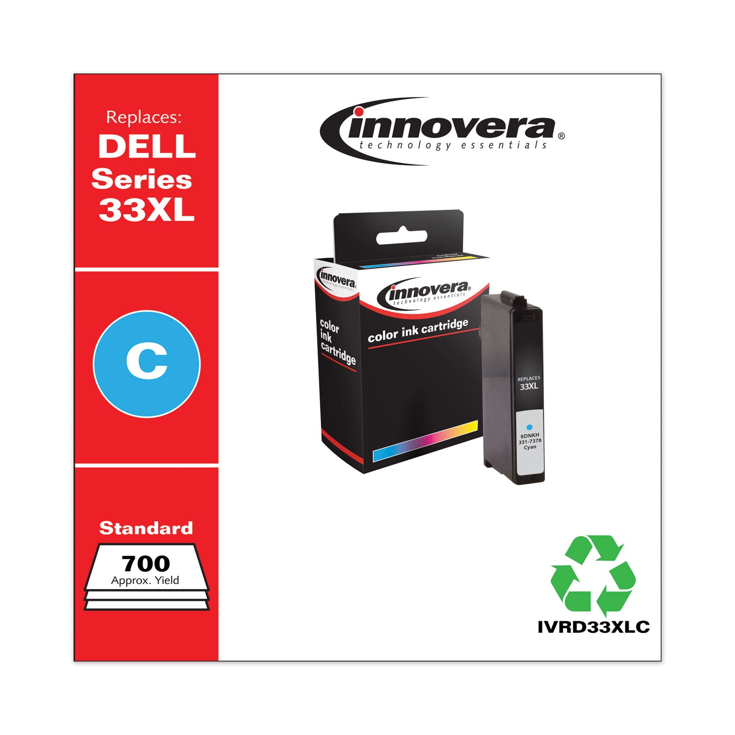 Innovera® Remanufactured Cyan Ink, Replacement for 33XL (8DNKH331-7378), 700 Page-Yield