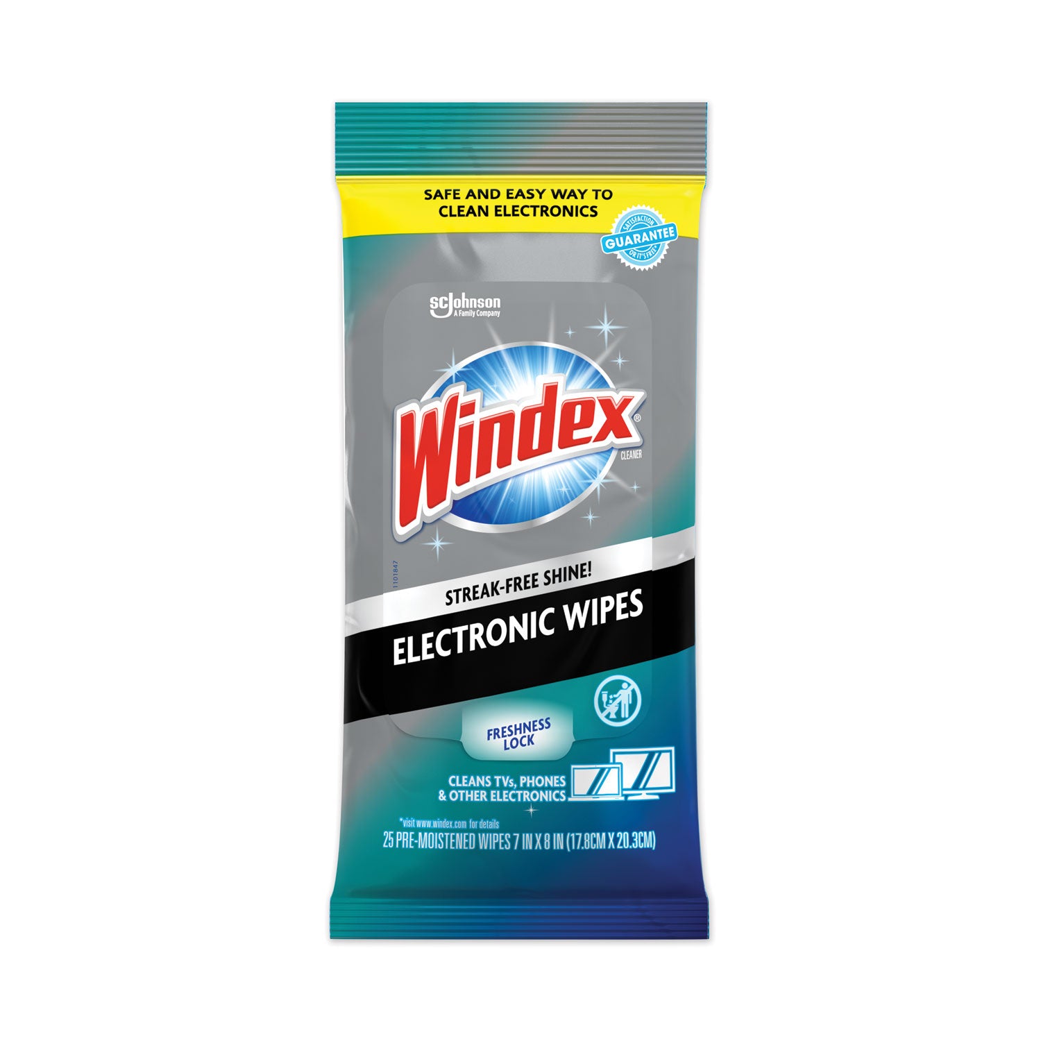 Electronics Cleaner, 1-Ply, 7 x 10, Neutral Scent, White, 25 Wipes