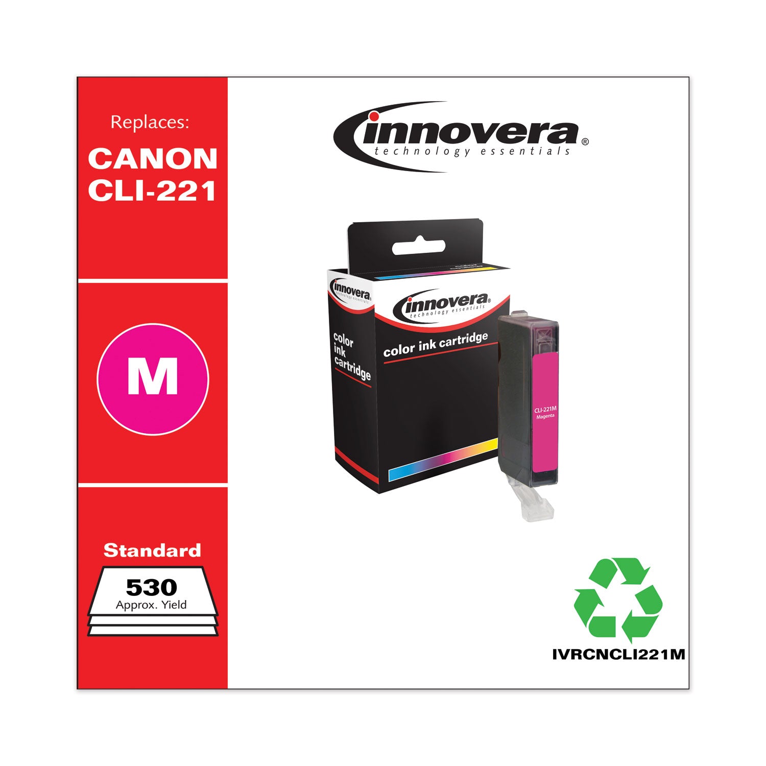 Innovera® Remanufactured Magenta Ink, Replacement for CLI-221M (2948B001), 530 Page-Yield