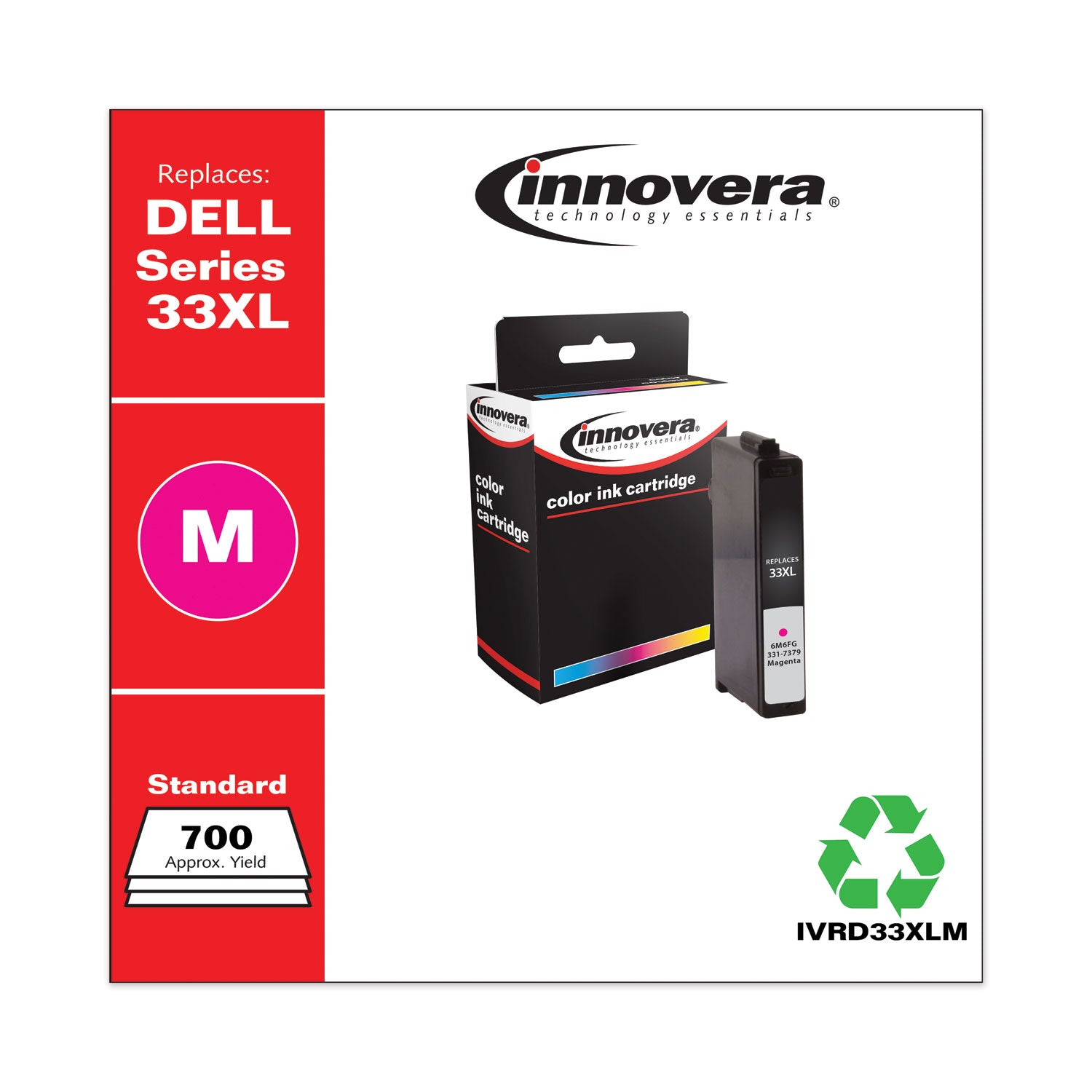 Innovera® Remanufactured Magenta Ink, Replacement for 33XL (6M6FG331-7379), 700 Page-Yield