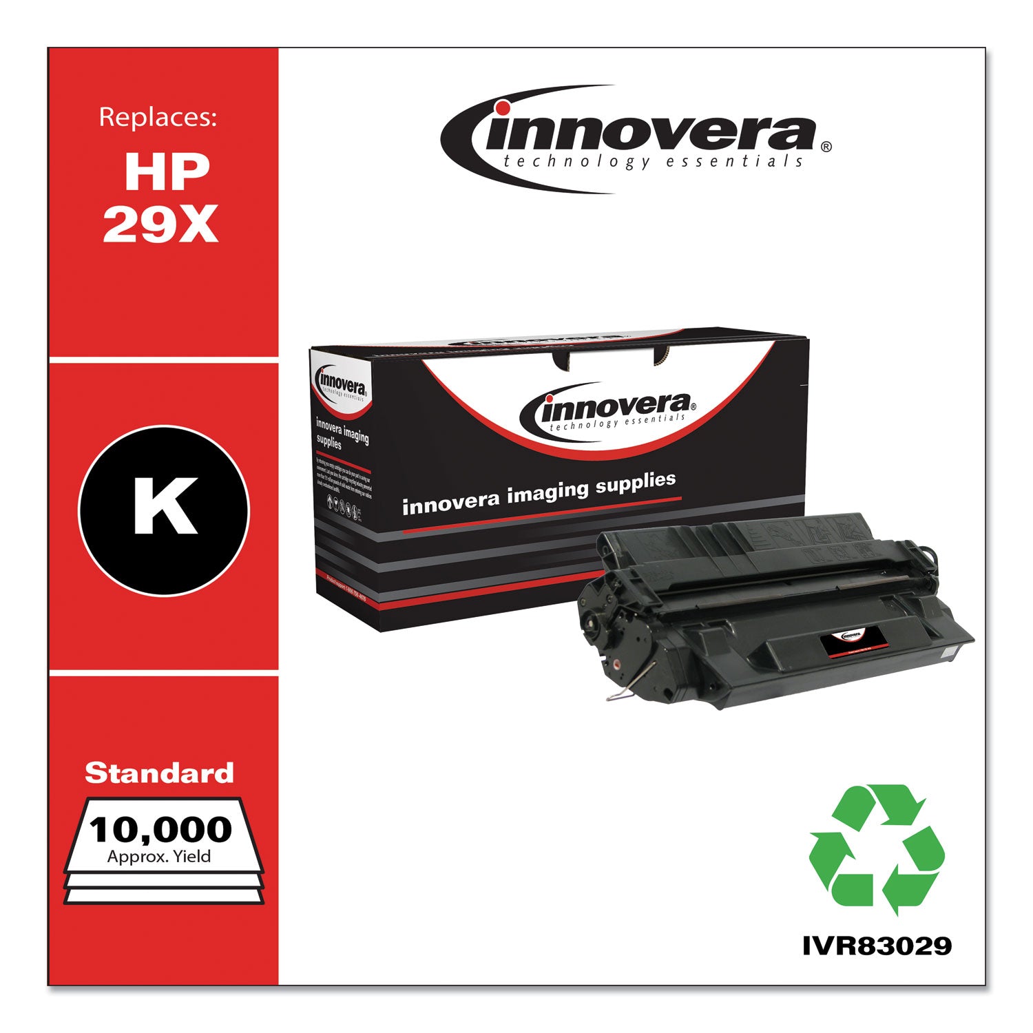 Innovera® Remanufactured Black High-Yield Toner, Replacement for 29X (C4129X), 10,000 Page-Yield