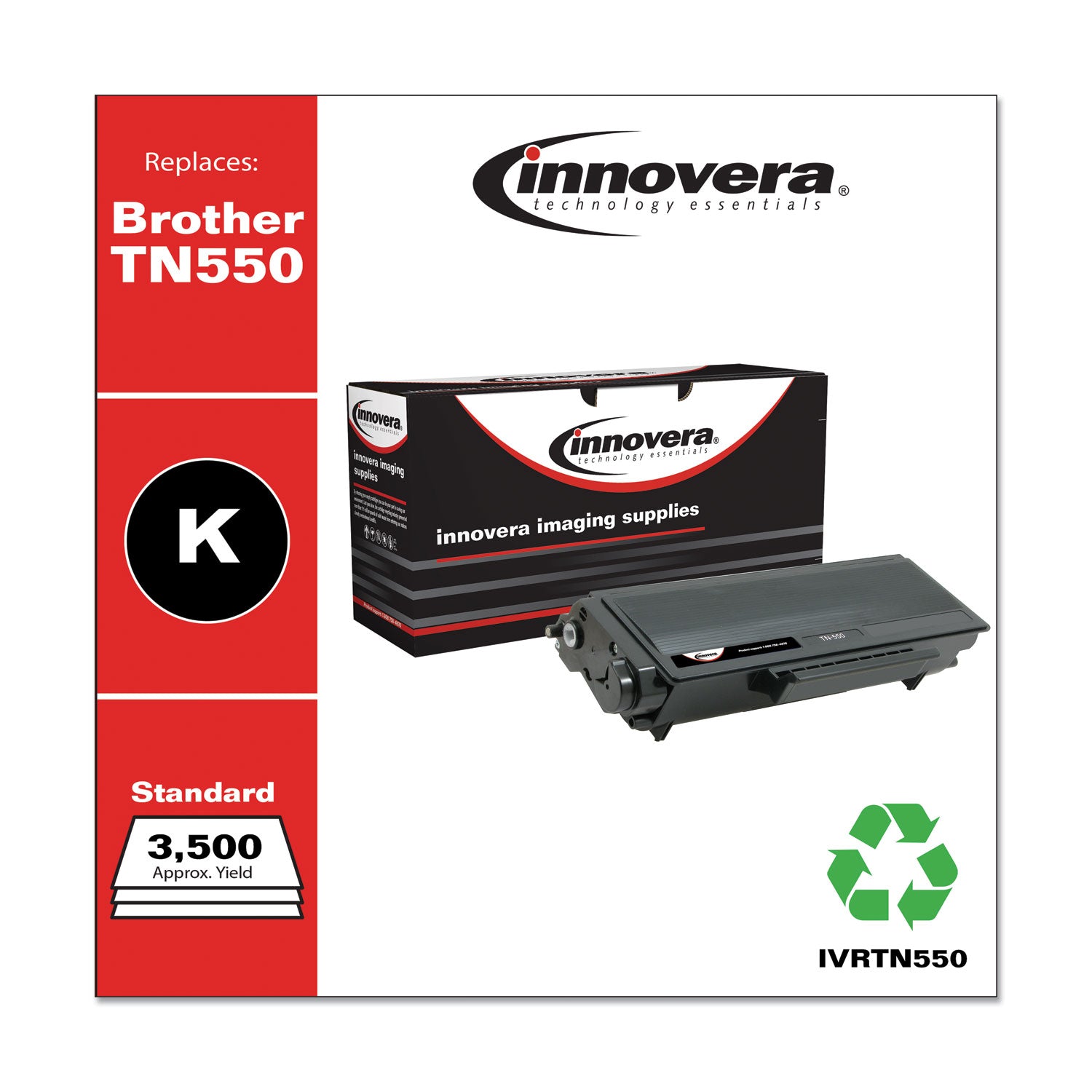 Innovera® Remanufactured Black Toner, Replacement for TN550, 3,500 Page-Yield