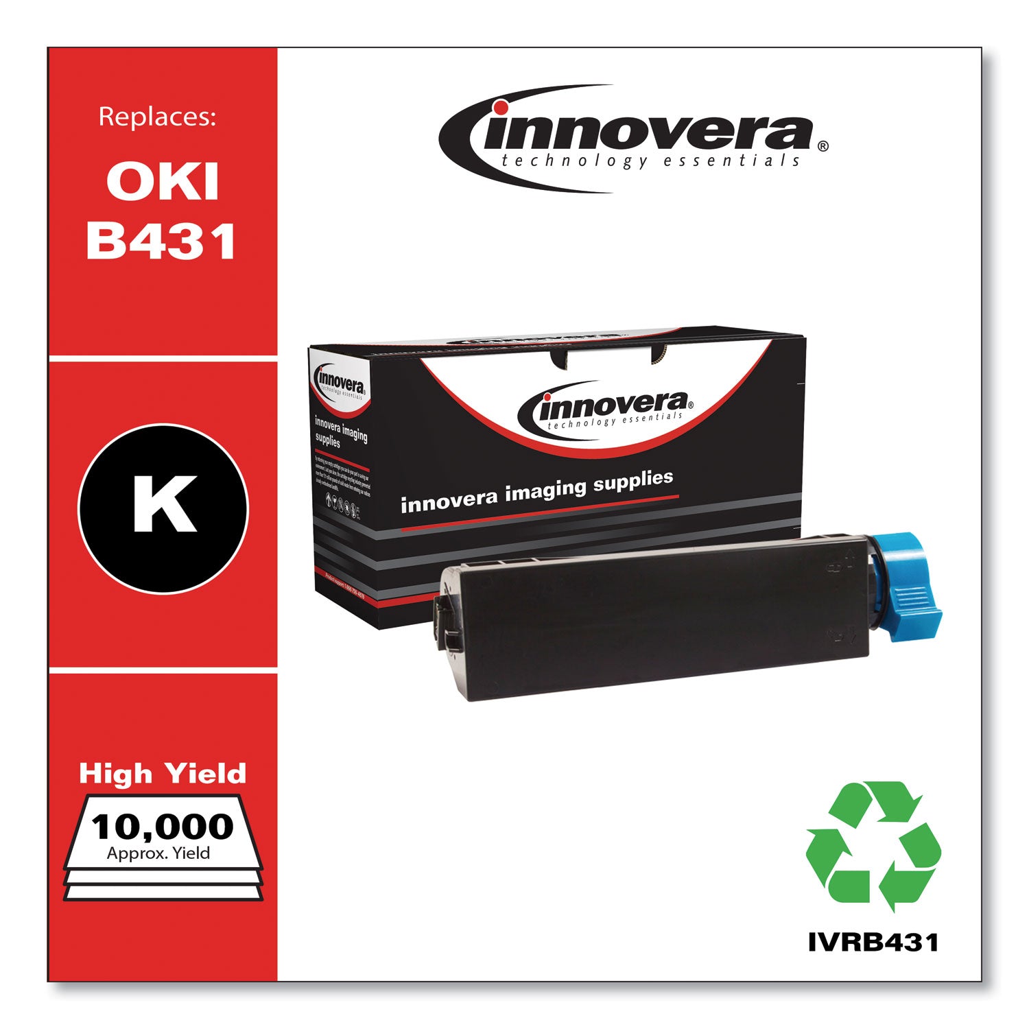 Innovera® Remanufactured Black Toner, Replacement for 44574901, 10,000 Page-Yield