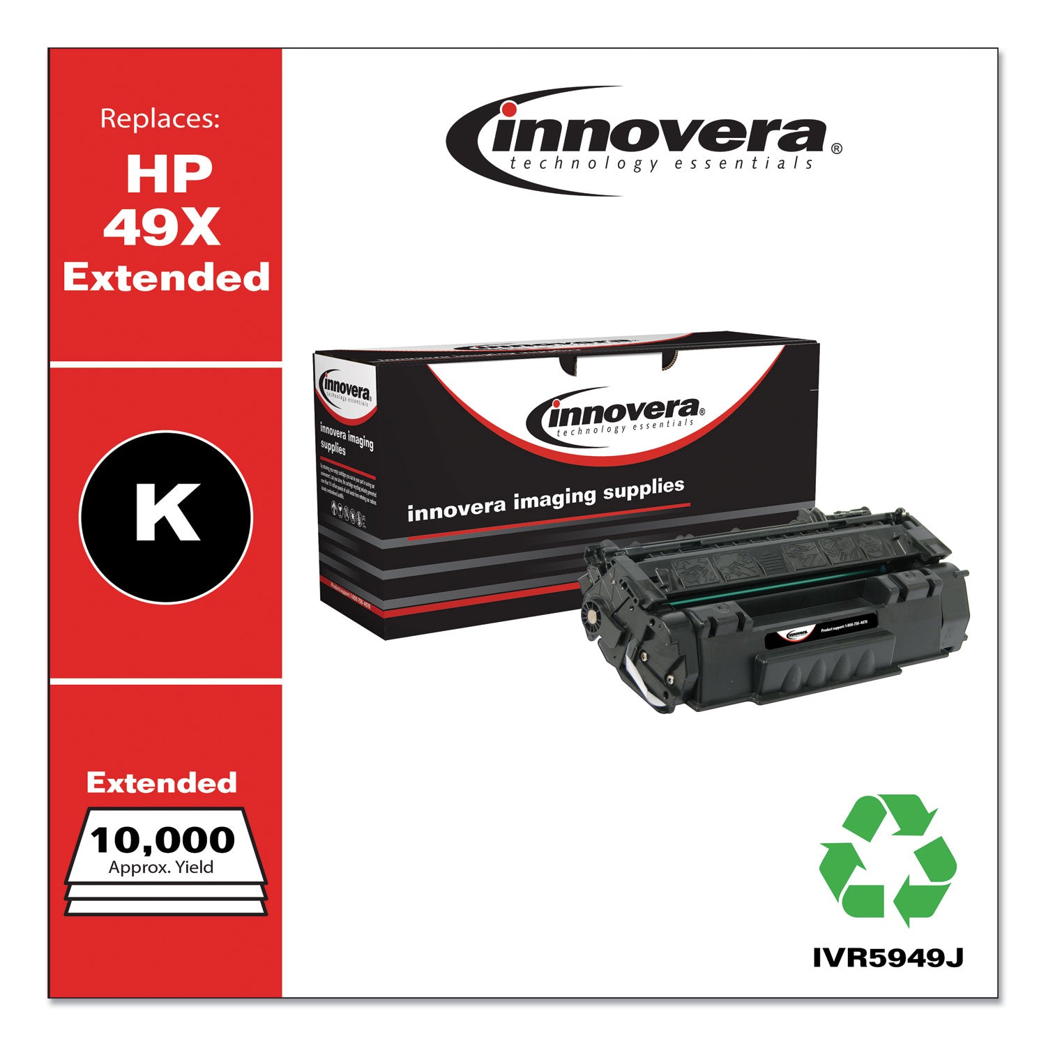 Innovera® Remanufactured Black Extended-Yield Toner, Replacement for 49X (Q5949XJ), 10,000 Page-Yield