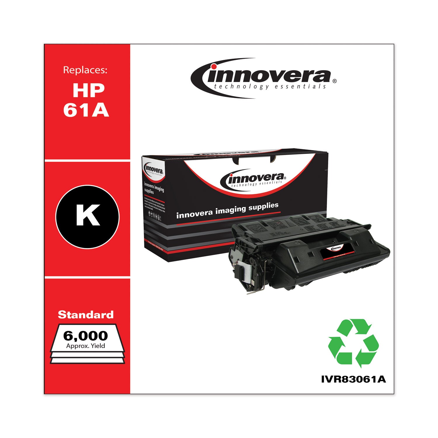 Innovera® Remanufactured Black Toner, Replacement for 61A (C8061A), 6,000 Page-Yield