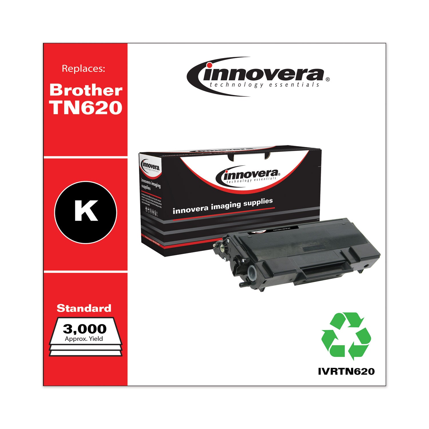 Innovera® Remanufactured Black Toner, Replacement for TN620, 3,000 Page-Yield