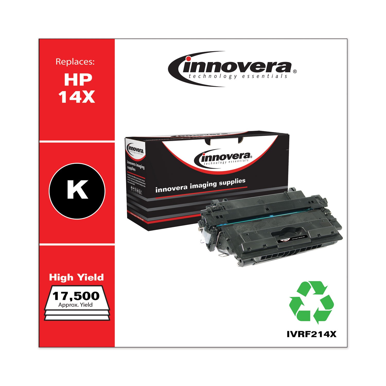 Innovera® Remanufactured Black High-Yield Toner, Replacement for 14X (CF214X), 17,500 Page-Yield