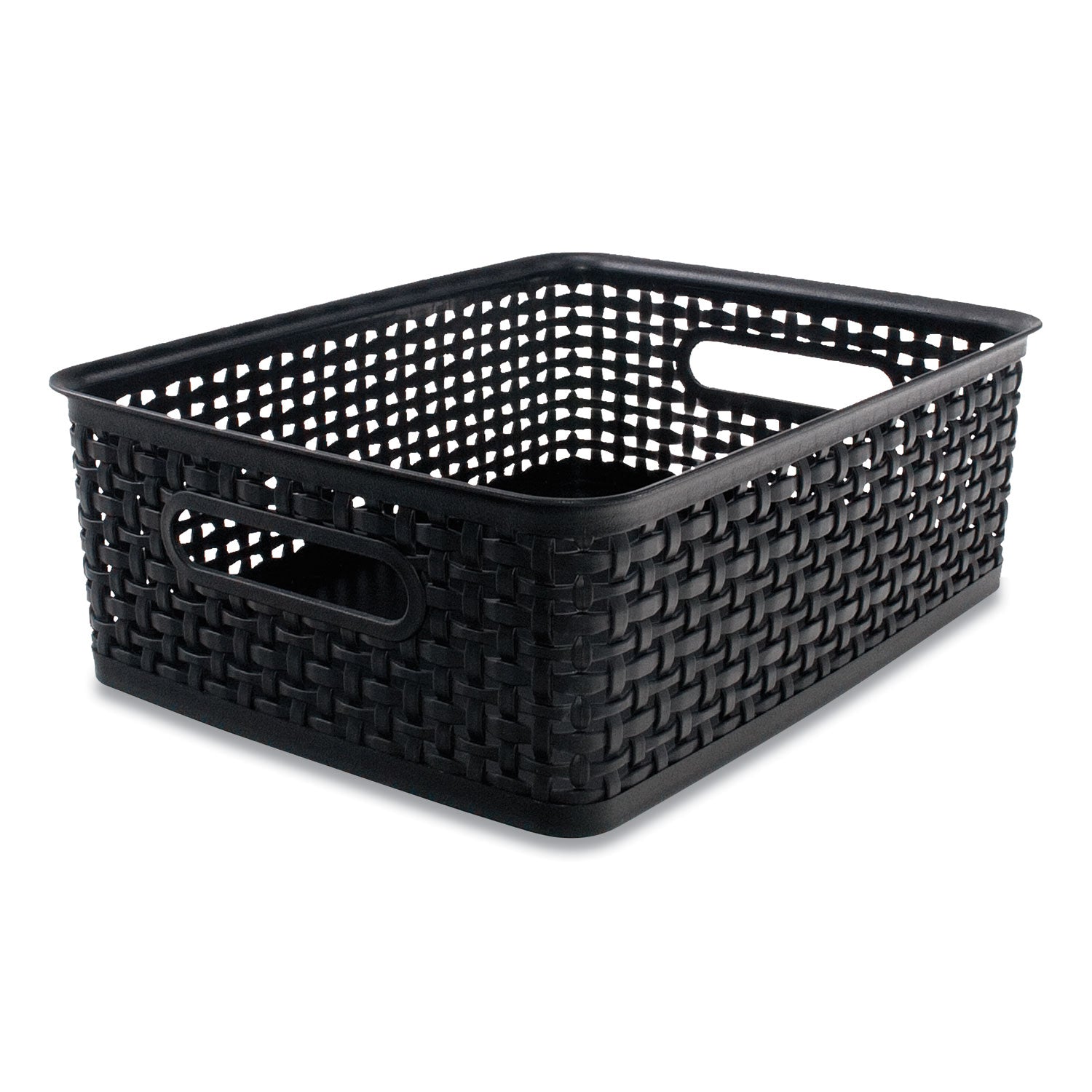 Advantus Plastic Weave Bin, Medium, 14" x 10.5" x 4.63", Black