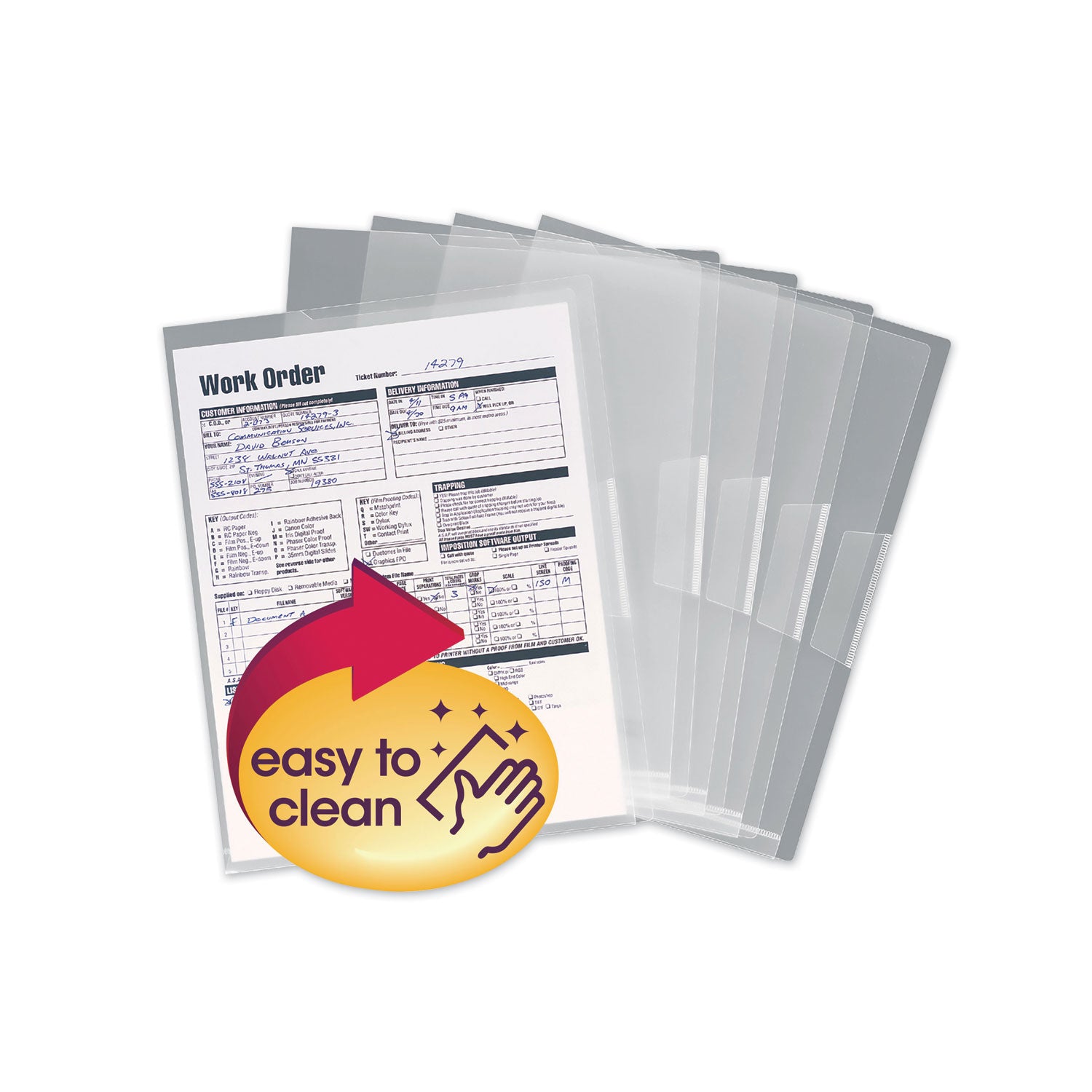 Poly Translucent Project Jackets, Letter Size, Clear, 5/Pack