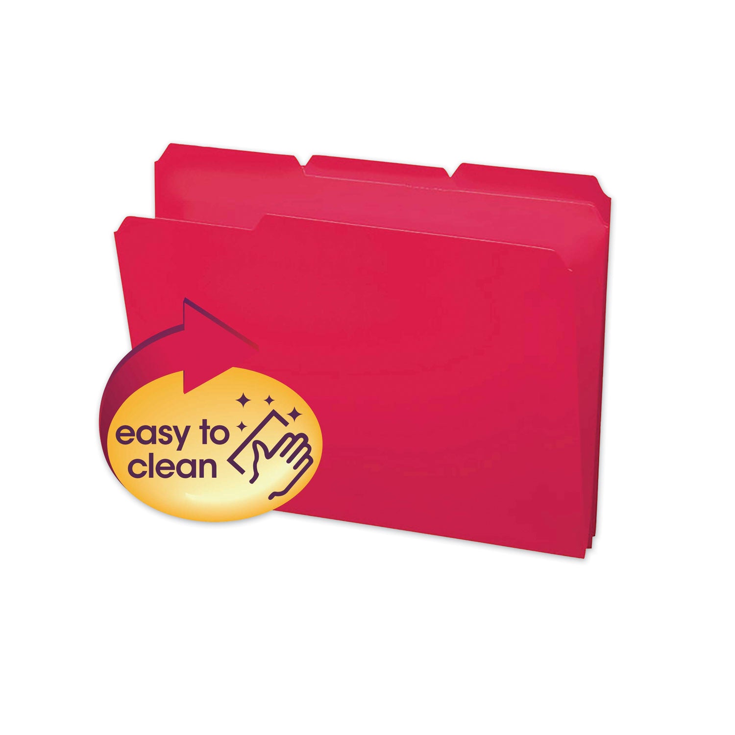 Smead™ Top Tab Poly Colored File Folders, 1/3-Cut Tabs: Assorted, Letter Size, 0.75" Expansion, Red, 24/Box