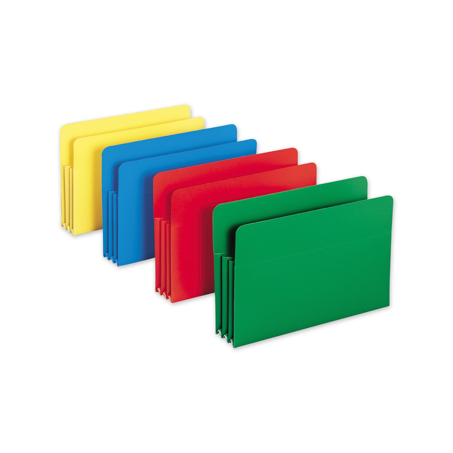 Smead™ Poly Drop Front File Pockets, 3.5" Expansion, Legal Size, Assorted Colors, 4/Box