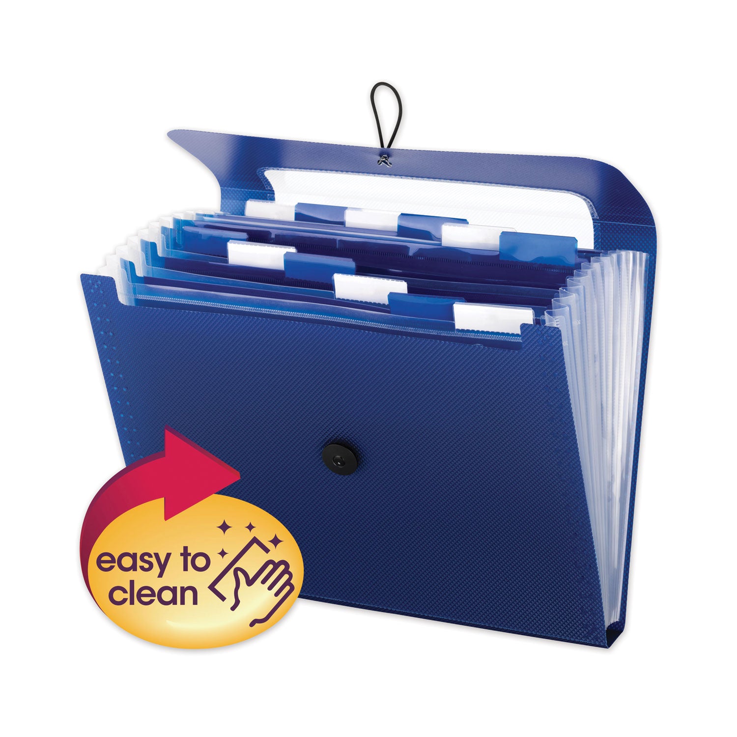 Smead™ Step Index Organizer, 12 Sections, Cord/Hook Closure, 1/6-Cut Tabs, Letter Size, Navy