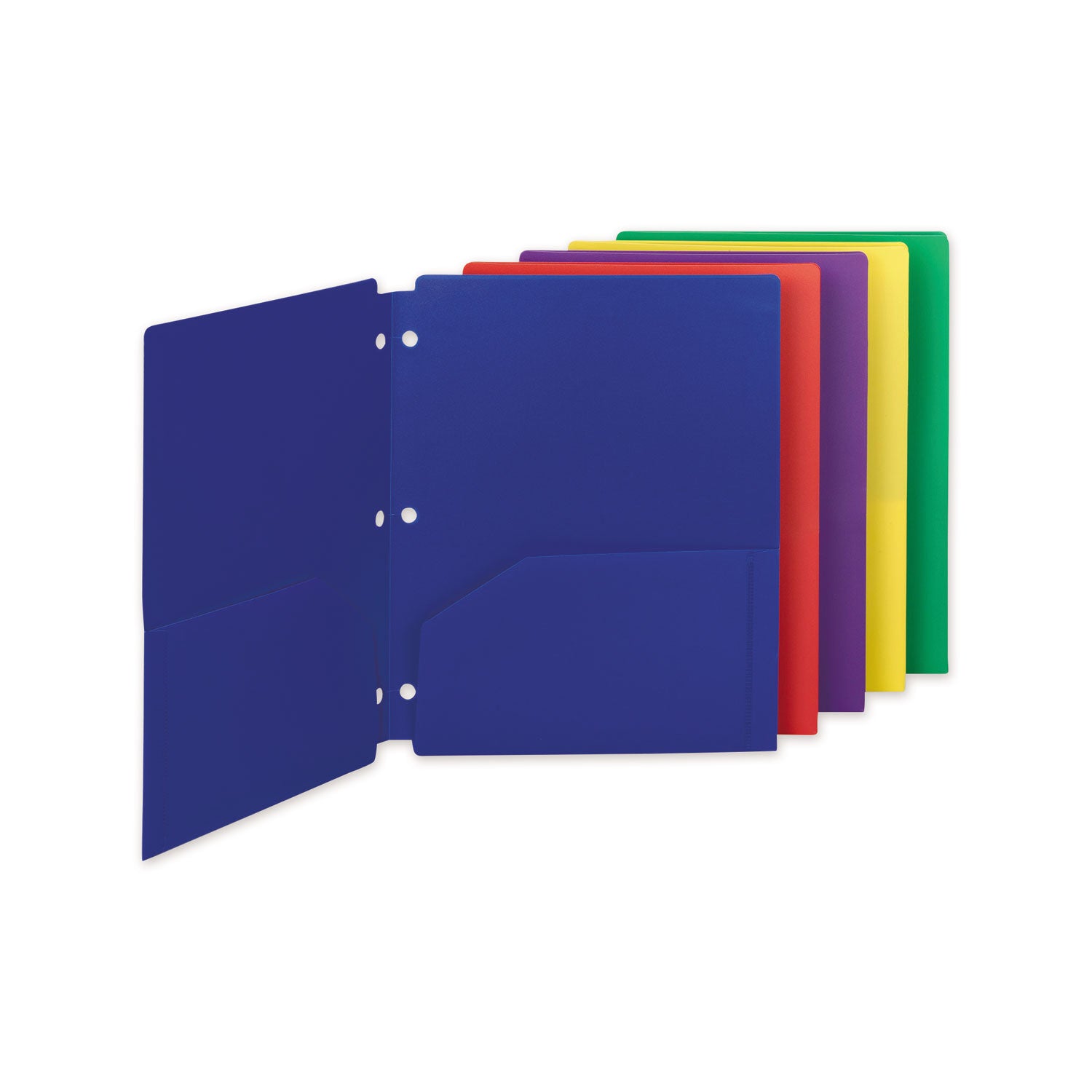 Smead™ Poly Snap-In Two-Pocket Folder, 50-Sheet Capacity, 11 x 8.5, Assorted, 10/Pack