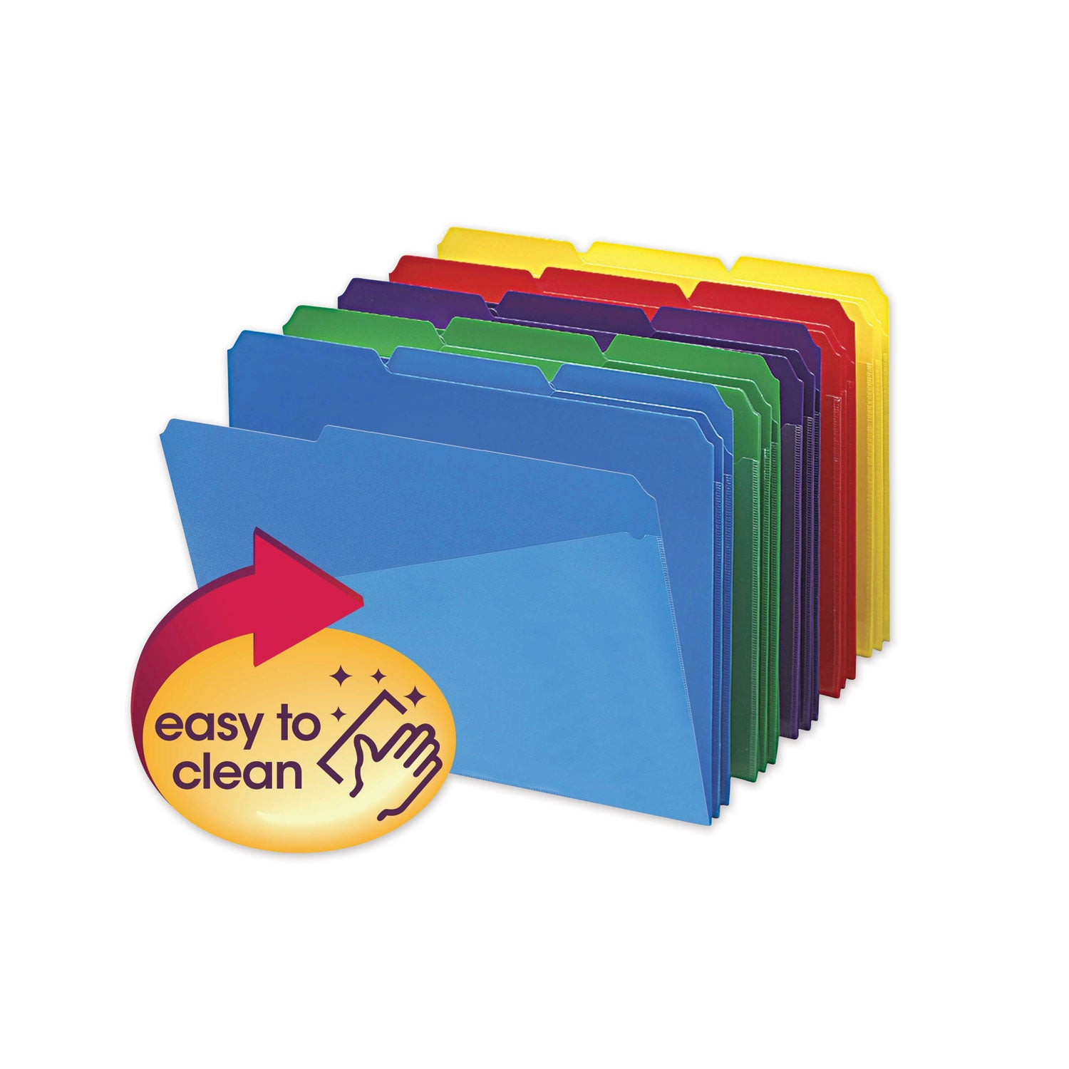 Smead™ Poly Colored File Folders With Slash Pocket, 1/3-Cut Tabs: Assorted, Letter Size, 0.75" Expansion, Assorted Colors, 30/Box