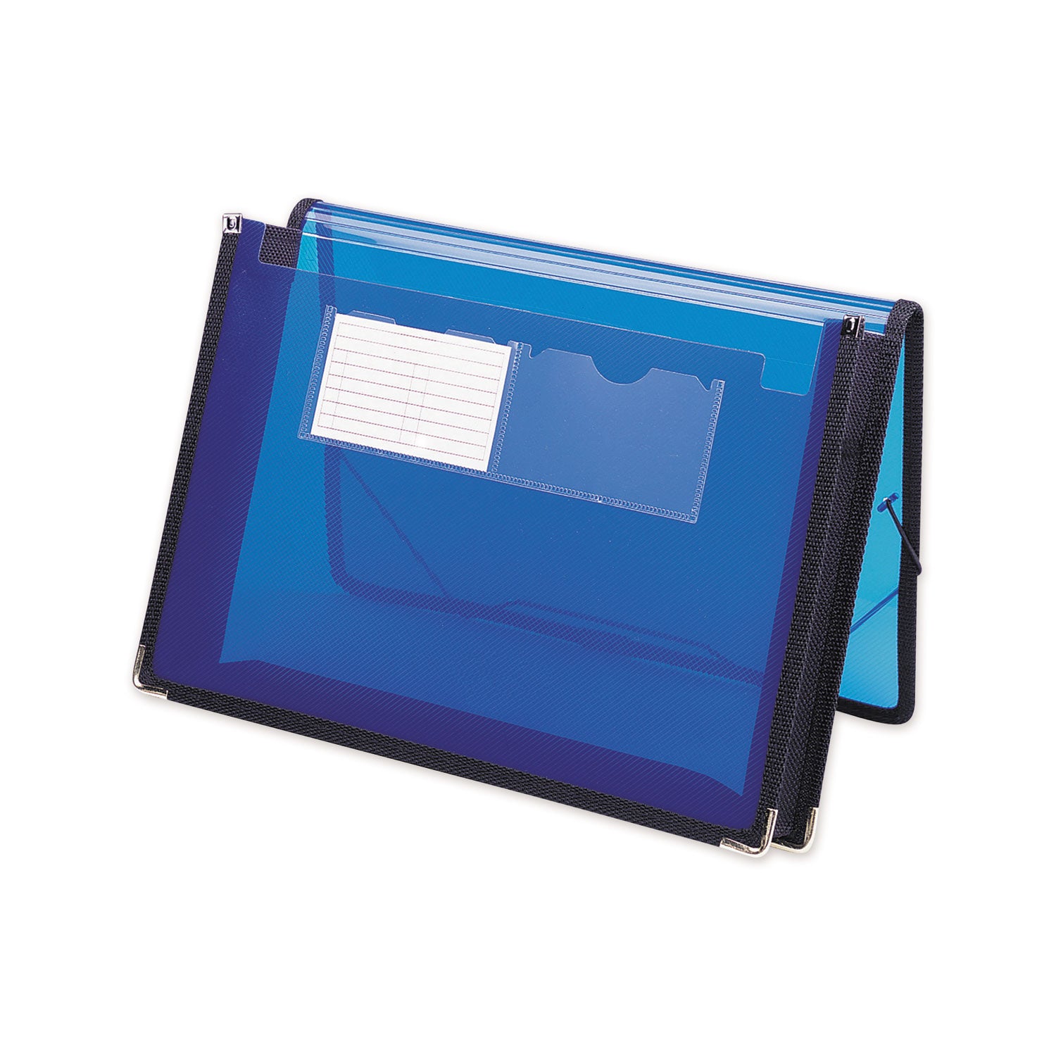 Smead™ Poly Wallets, 2.25" Expansion, 1 Section, Elastic Cord Closure, Letter Size, Translucent Blue