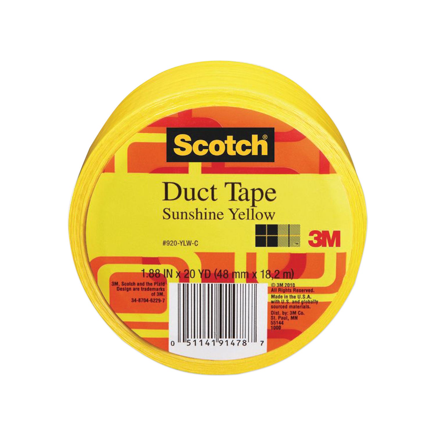 Scotch® Duct Tape, 1.88" x 20 yds, Sunshine Yellow