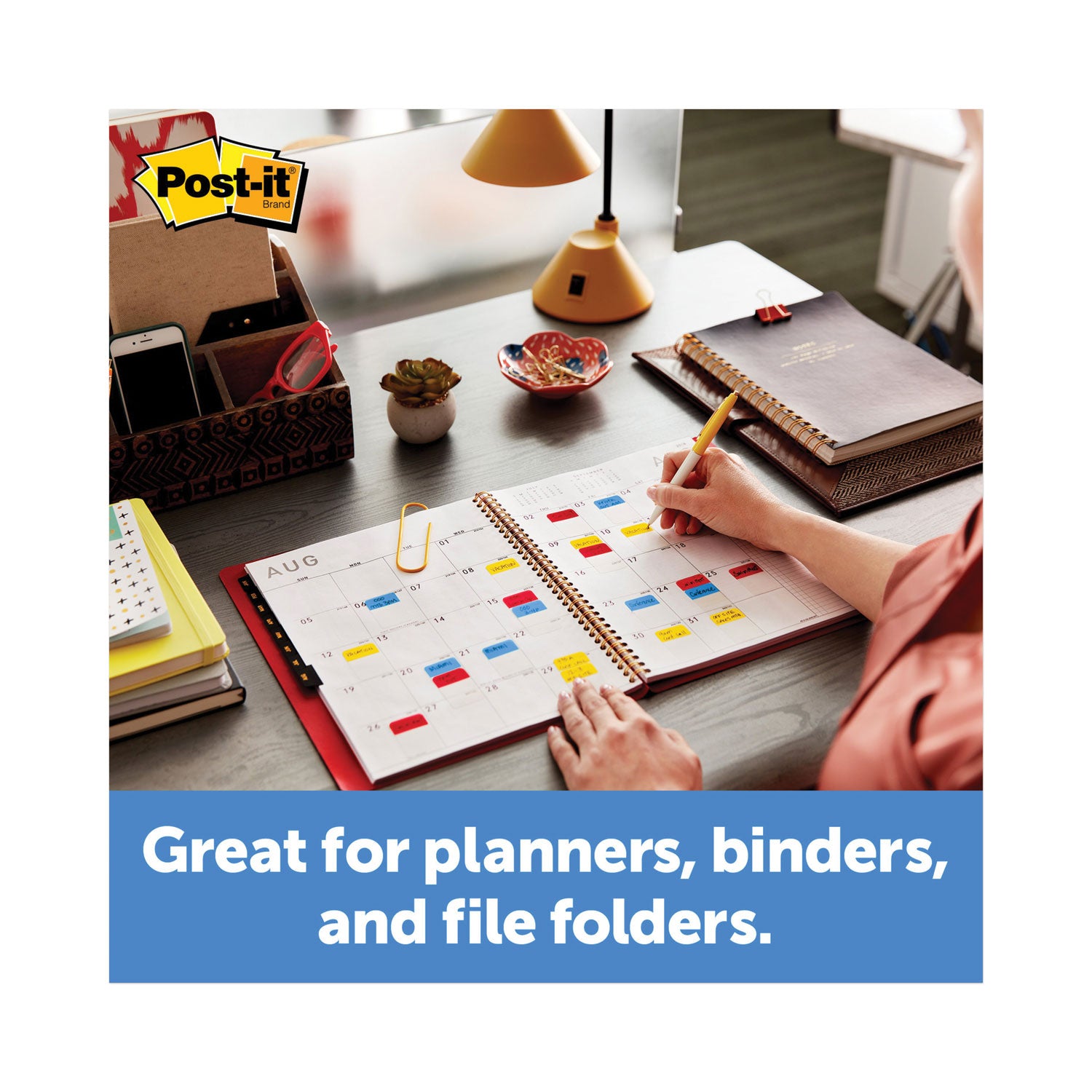 Post-it® 1" Wide Tabs with Dispenser, Aqua, Lime, Red, Yellow, 88/Pack