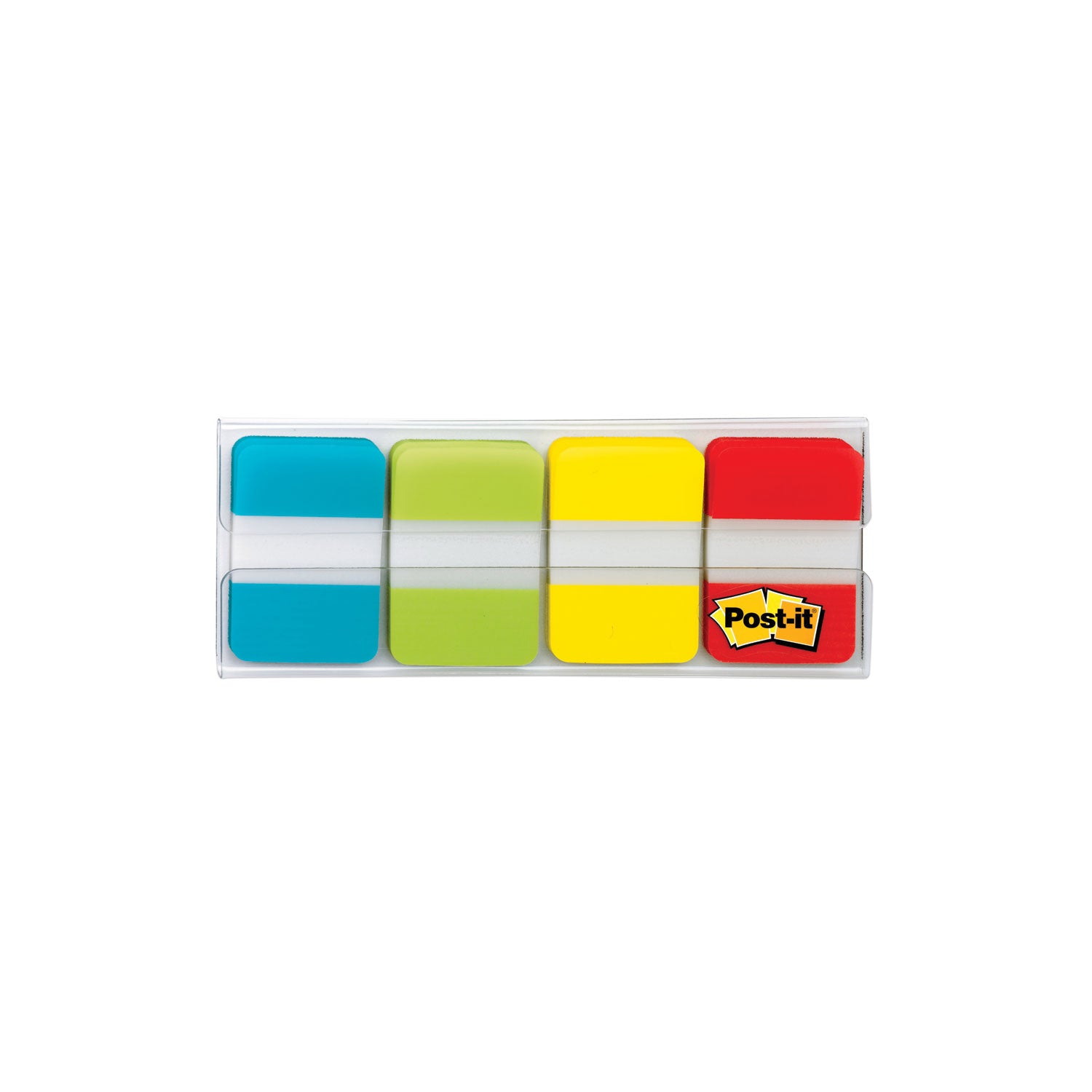 Post-it® 1" Wide Tabs with Dispenser, Aqua, Lime, Red, Yellow, 88/Pack