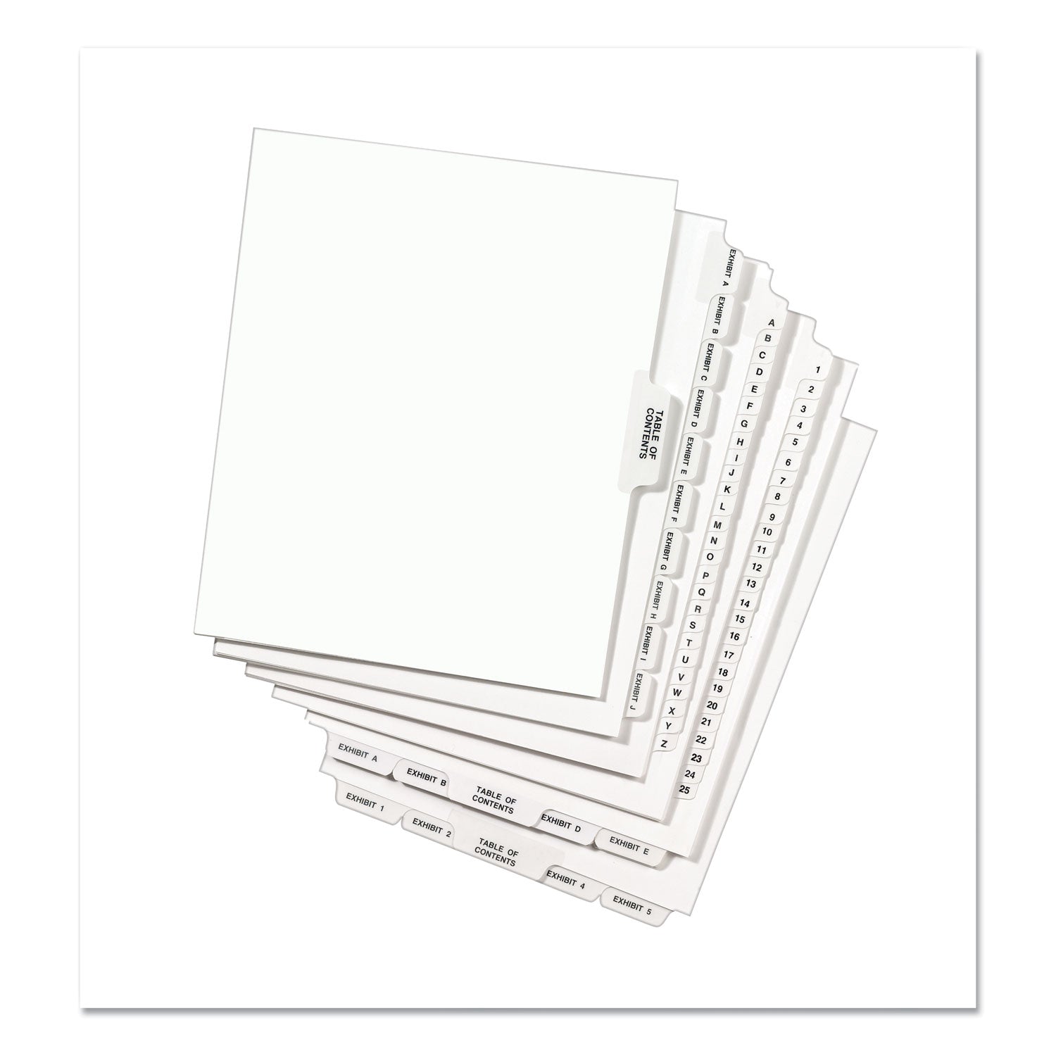 Avery® Avery-Style Preprinted Legal Bottom Tab Divider, 26-Tab, Exhibit A, 11 x 8.5, White, 25/PK