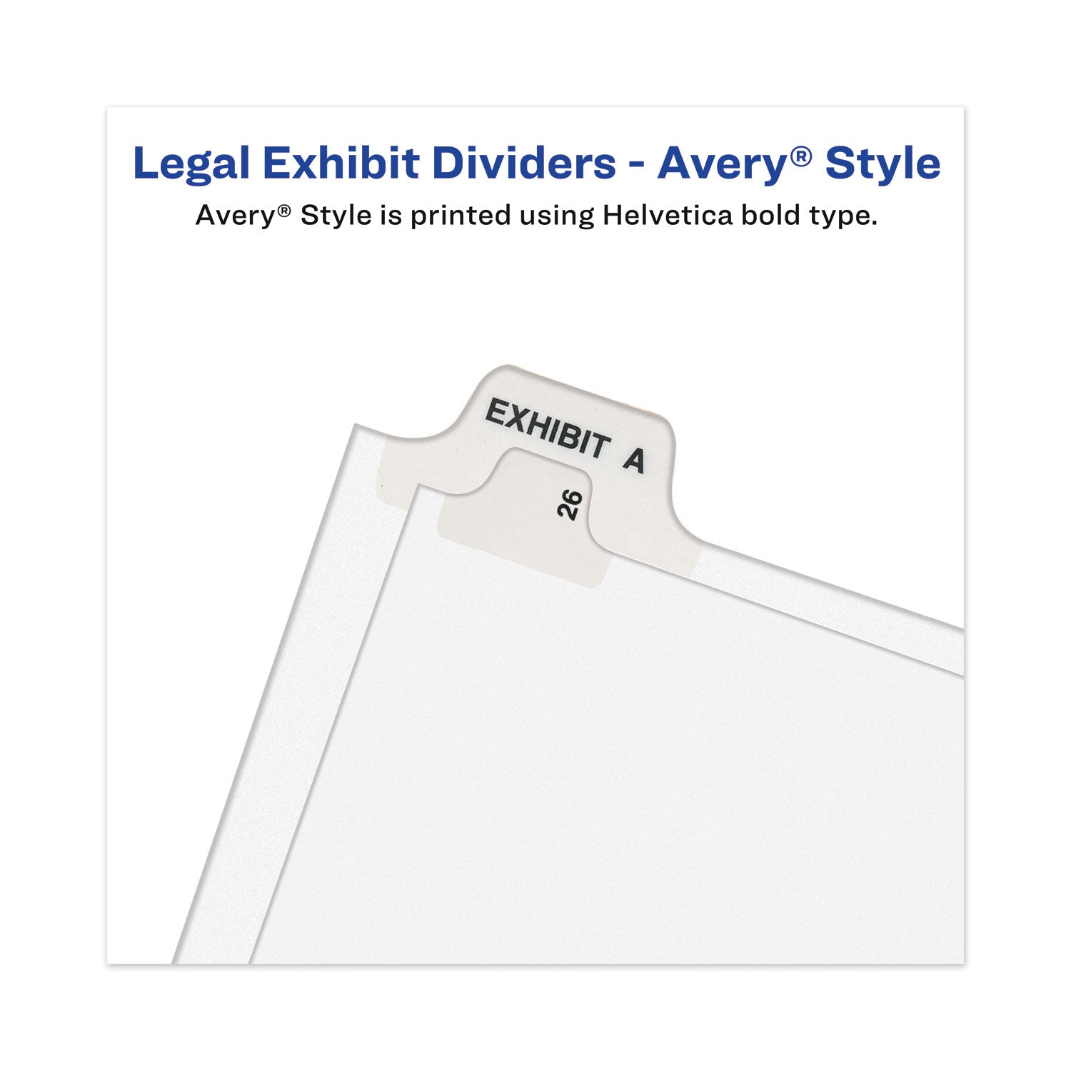 Avery® Avery-Style Preprinted Legal Bottom Tab Divider, 26-Tab, Exhibit A, 11 x 8.5, White, 25/PK