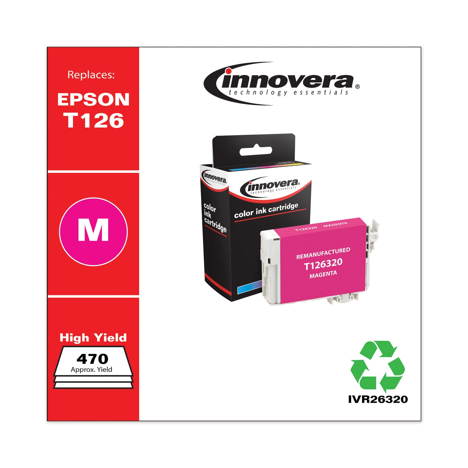 Innovera® Remanufactured Magenta Ink, Replacement for 126 (T126320), 470 Page-Yield